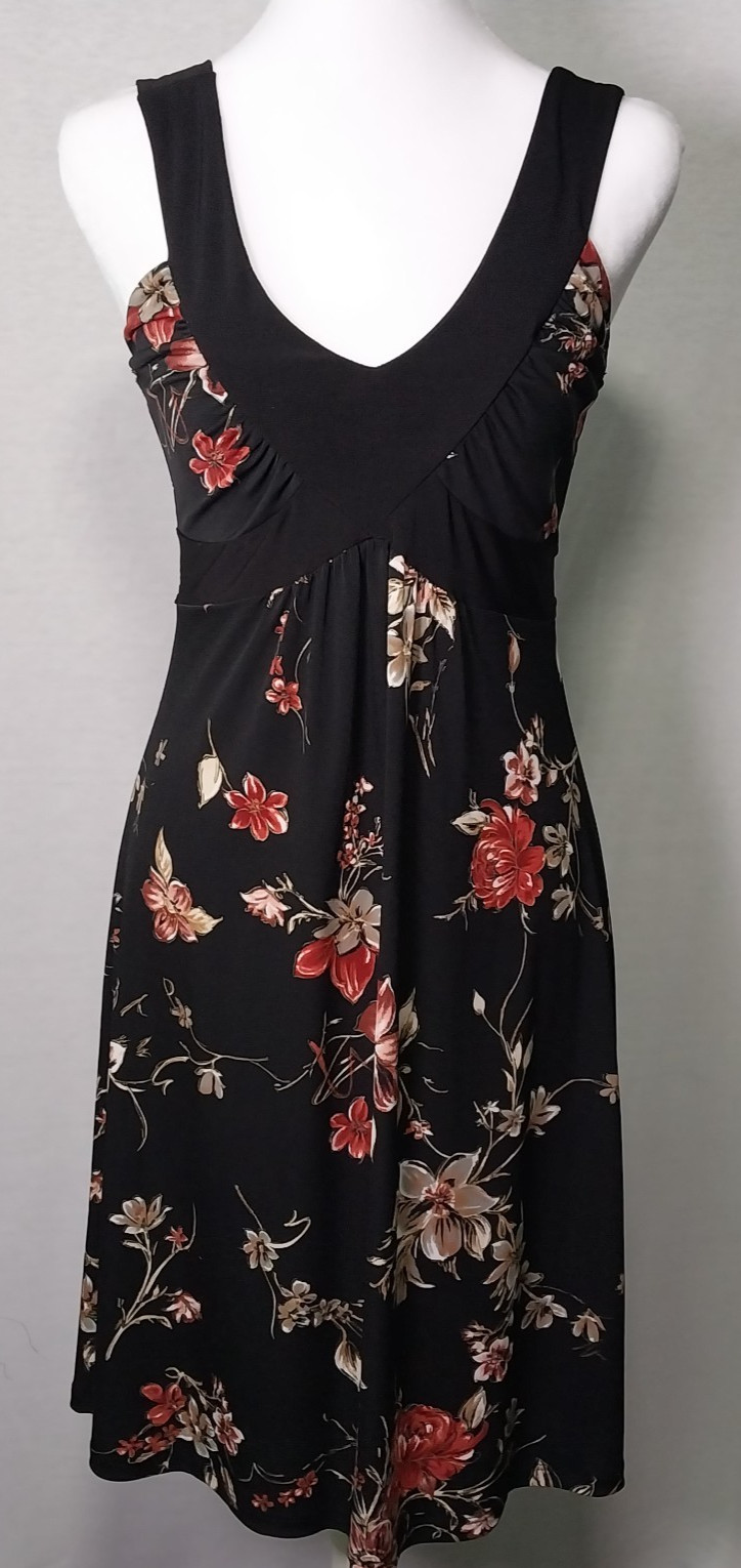 Womens VTG Y2K Uva line Black Floral Empire Waist Dress Whimsigoth Small