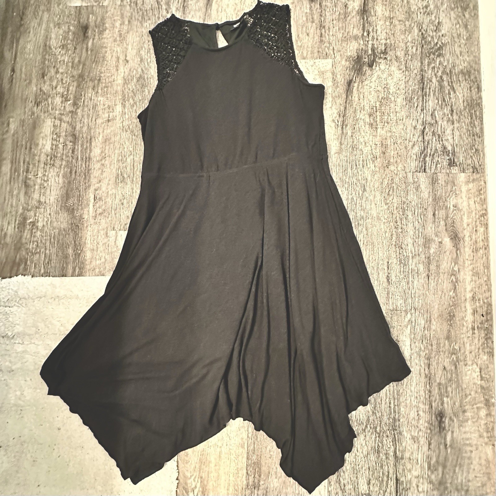 Mossimo Dress Ladies XXL Black Sleeveless Fit and Flare Asymmetrical Hem