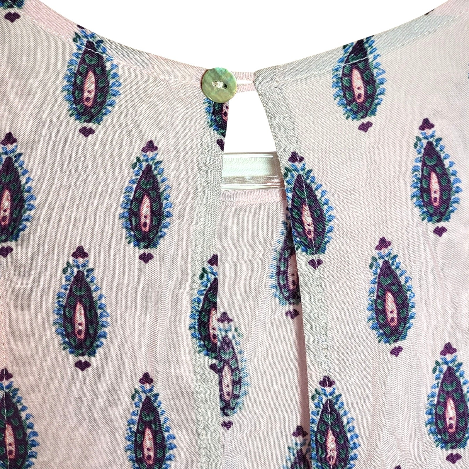 Free People NWT Paisley Boho Asymmetrical Tie Waist Dress Pink Teal Orange M