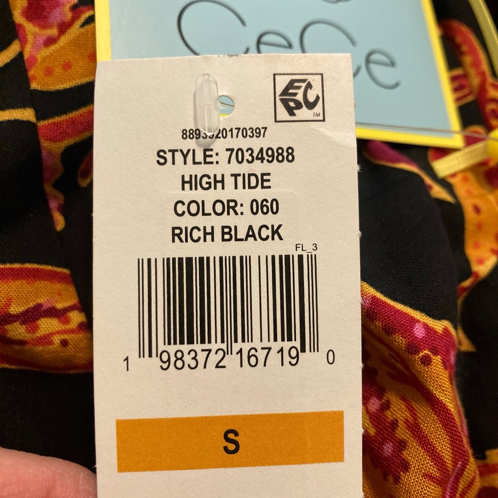 NWT CeCe Beachy Romance High Tide Wrap Short Sleeve Black Red Midi Dress Small
