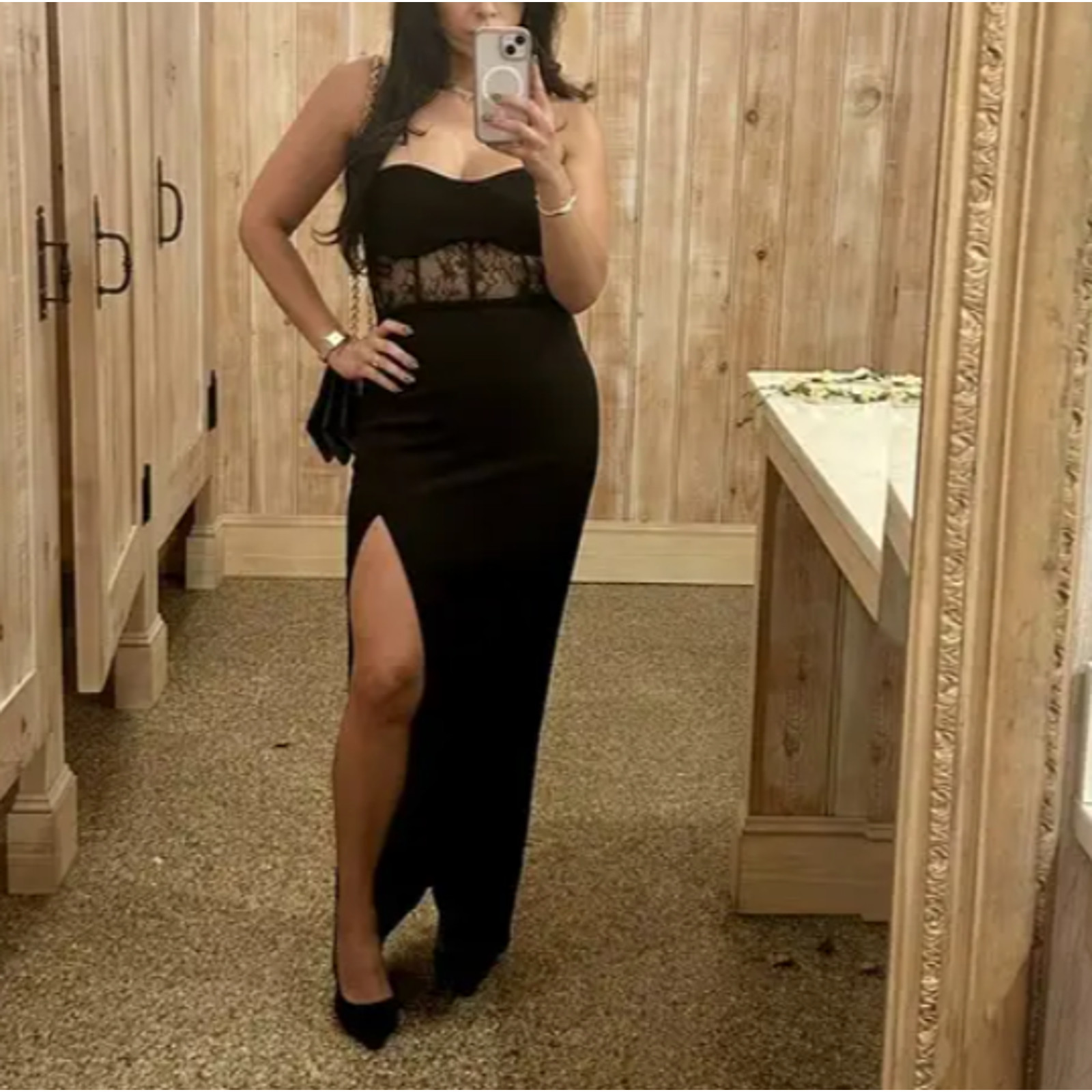 Elle Zeitoune Black Strapless Gown SMALL Bodycon Corset Bustier Designer $390