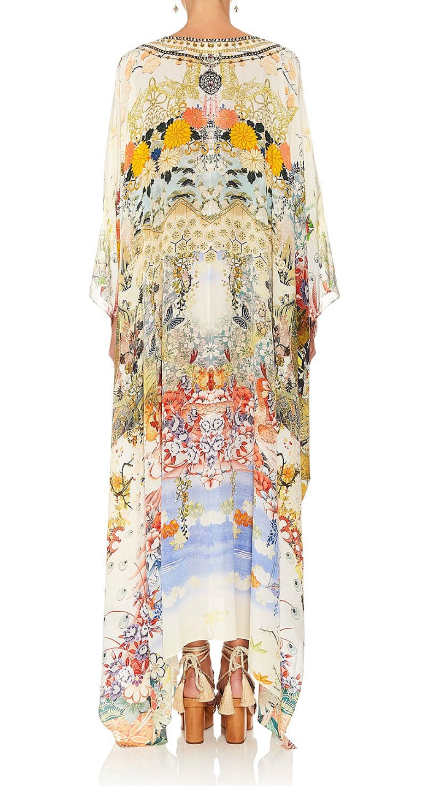 CAMILLA LADY LABYRINTH SPLIT FRONT & SLEEVE KAFTAN SILK CRYSTALS ONE SZ