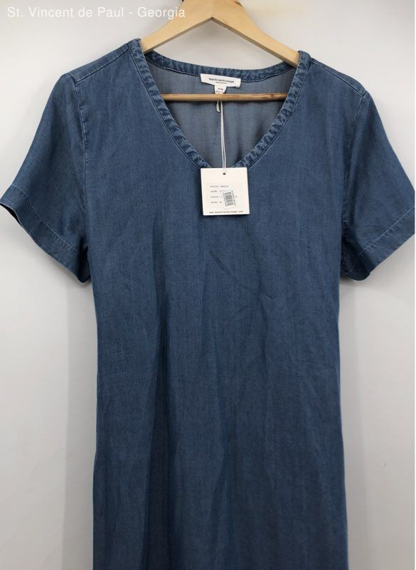 Beach Lunch Lounge Blue Denim Short Sleeve Pullover Shirt Dress Women’s M Mayla