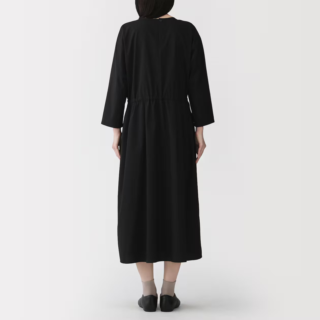 MUJI Womens Light Broadcloth Pullover Dress Black FedEx