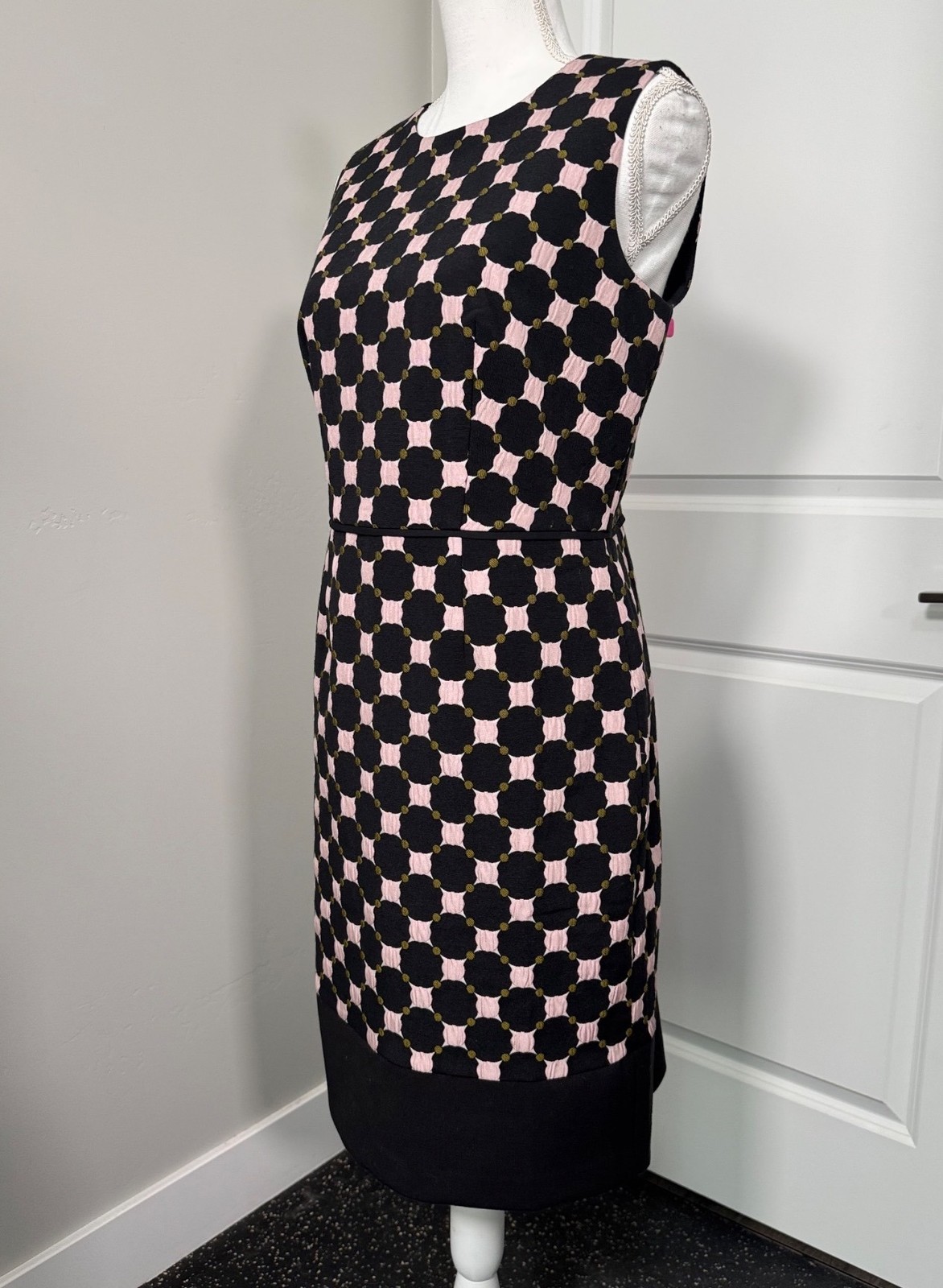 Ann Taylor Petite 00P Sleeveless Geometric Patterned Sheath Dress Black & Pink