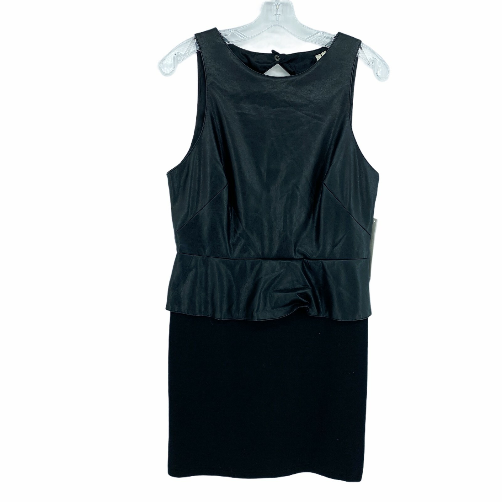 New Petticoat Alley Women’s Size Large Faux Leather Sleeveless Dress Peplum Top