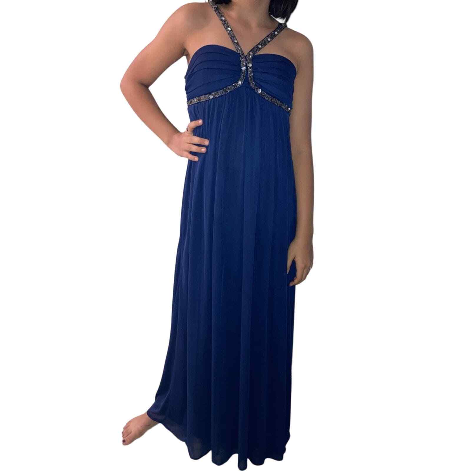 Navy, Sequin Strap, Floor Length Dress Size Small Jodi Kristopher