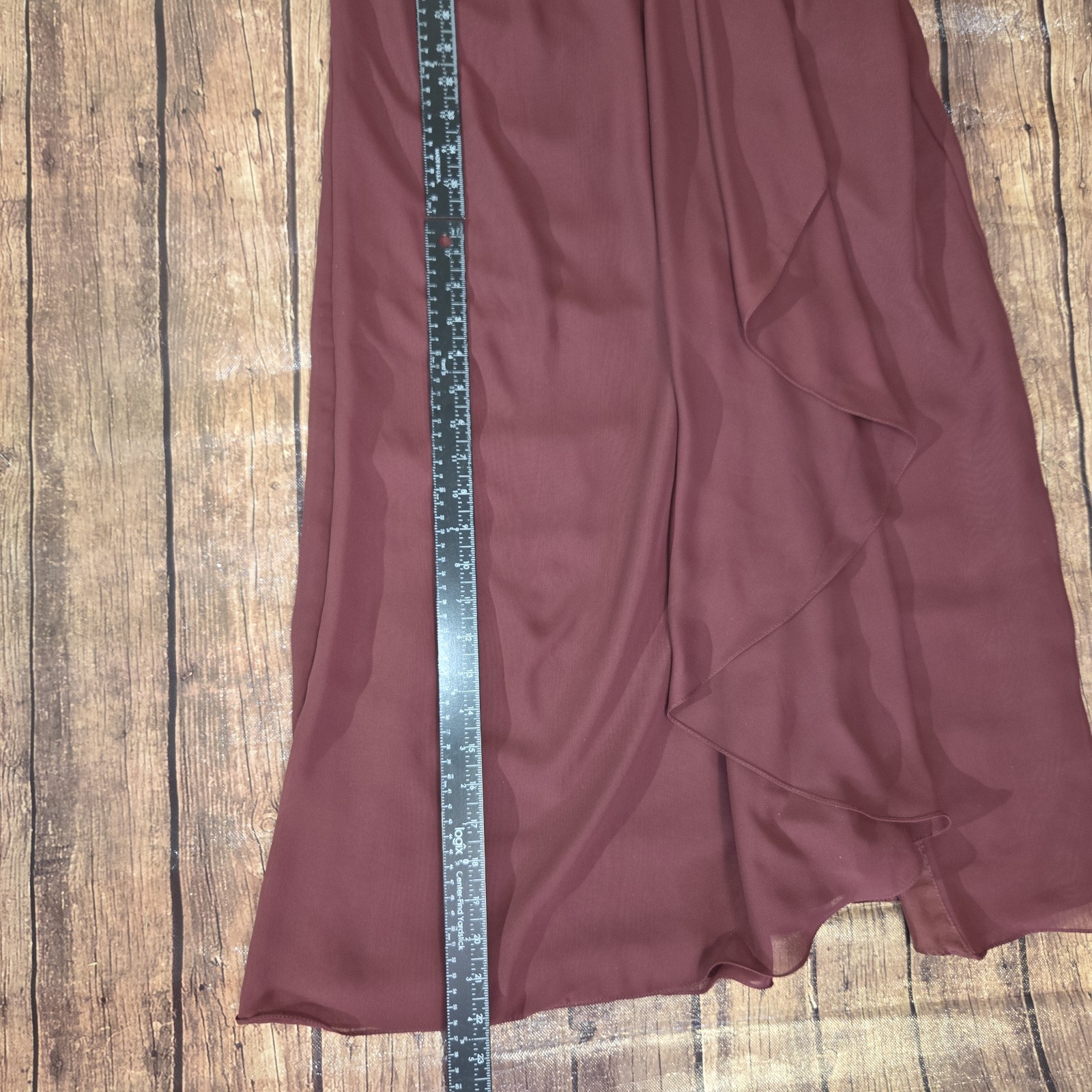 Stacees One Shoulder Chiffon Long Formal Dress Womens 2 Cabernet Front Slit