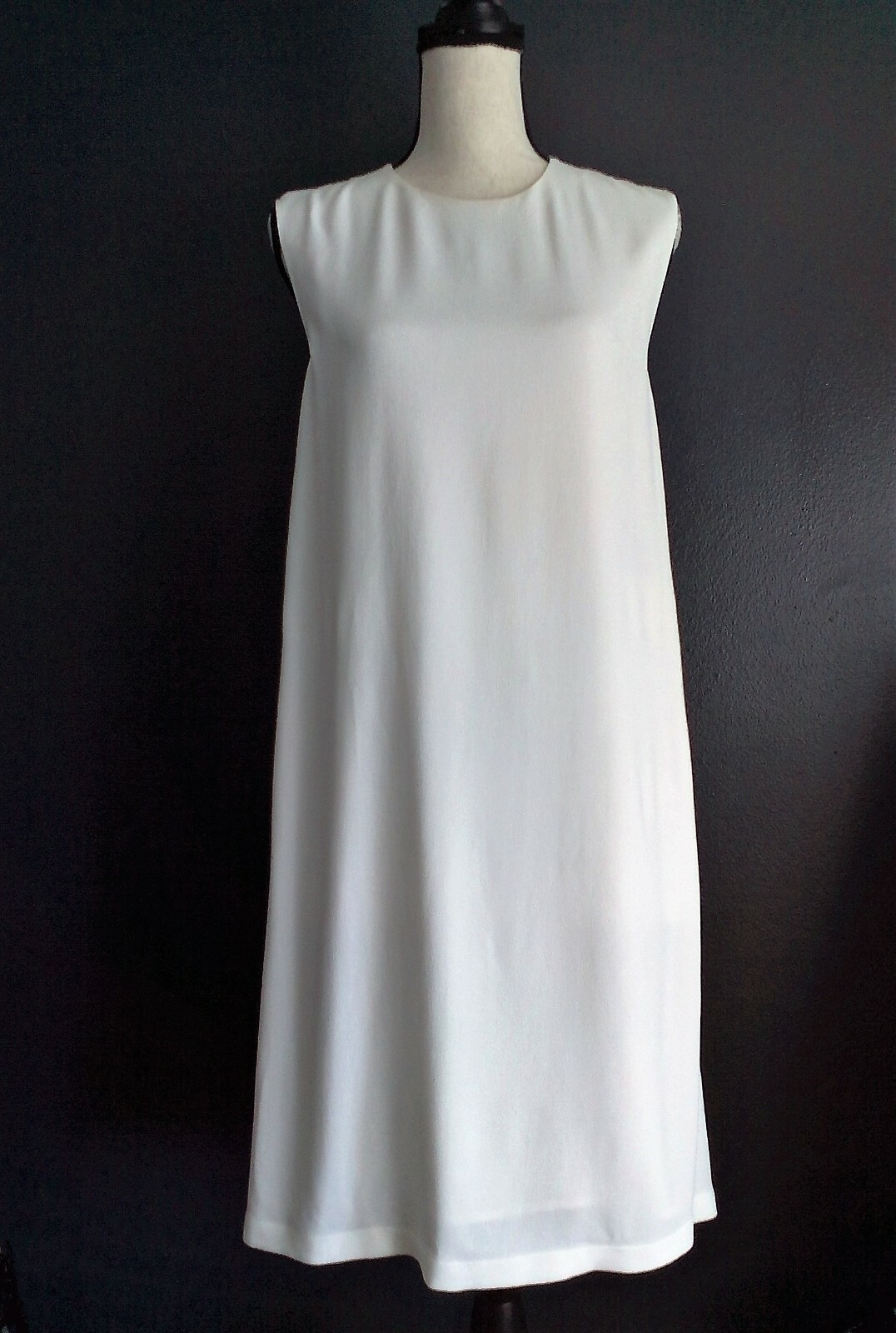 HELMUT LANG 10 White Acetate Blend Sleeveless Tie Waist Apron Shift Dress