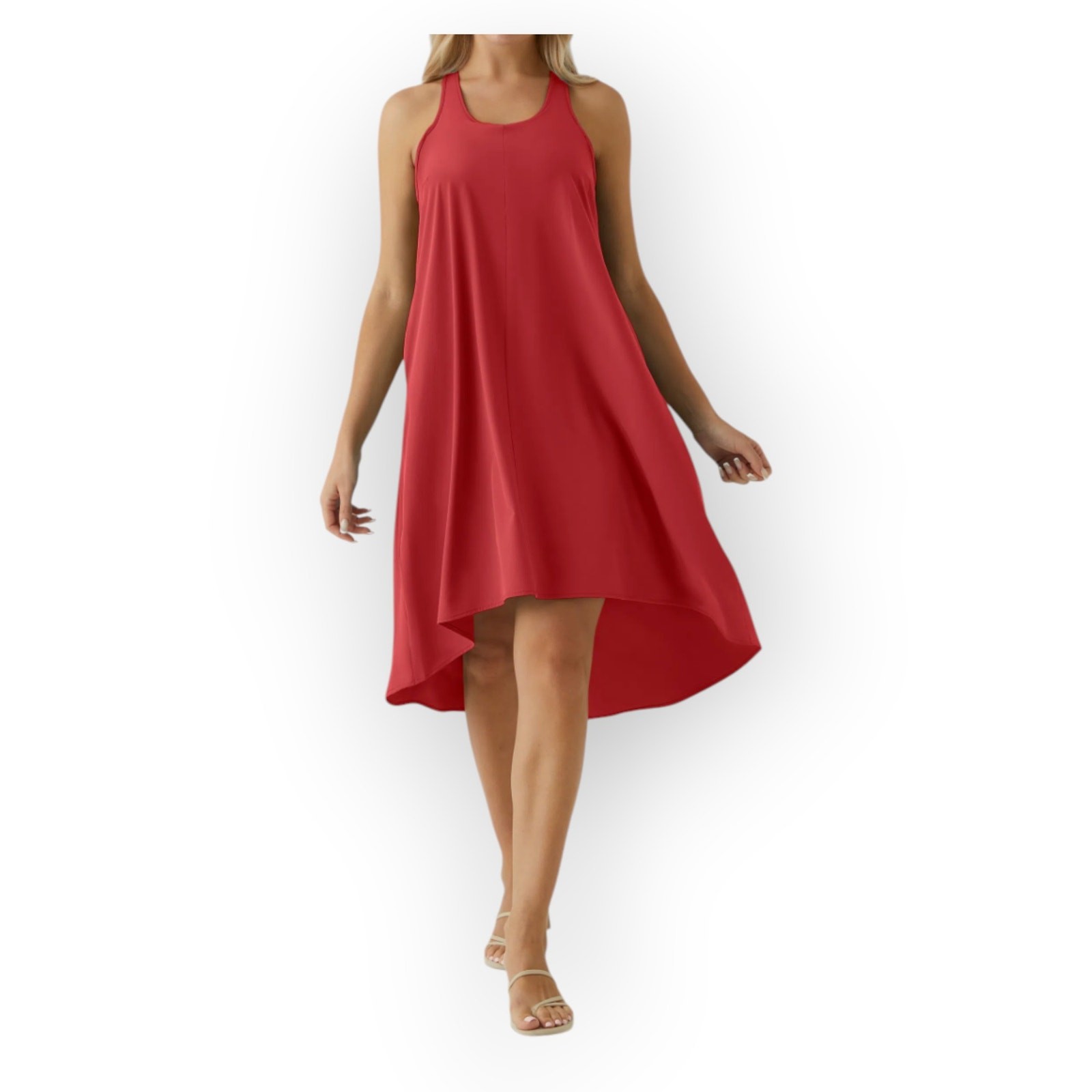 Halara Breezeful High Low Dress Racerback Side Pocket Red Size L – Flowy Casual