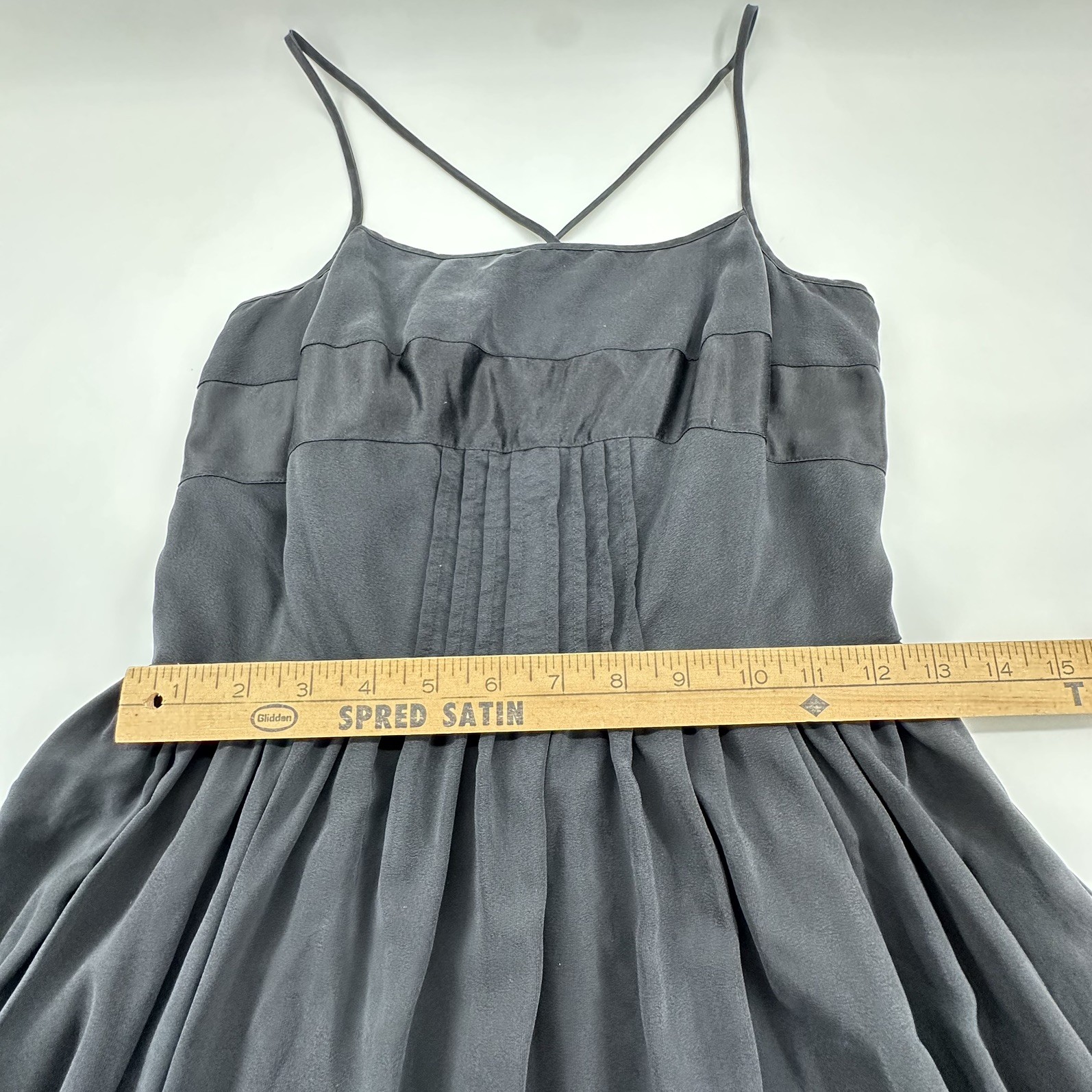 Moda International 100% Silk Black Midi Dress 6 Pintuck Empire Y2K Coquette