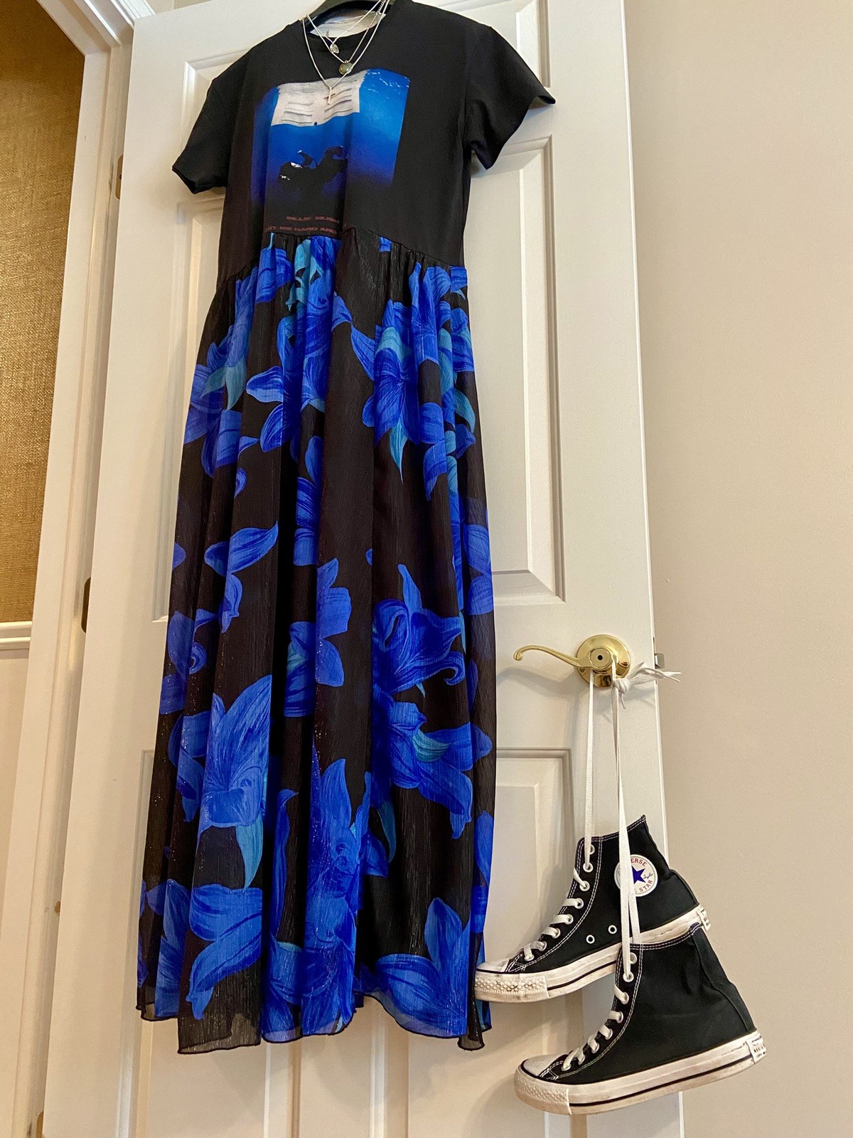 Billie Eilish Reworked OOAK Upcycled Band Tee Dress S M Small Medium Tshirt NEW
