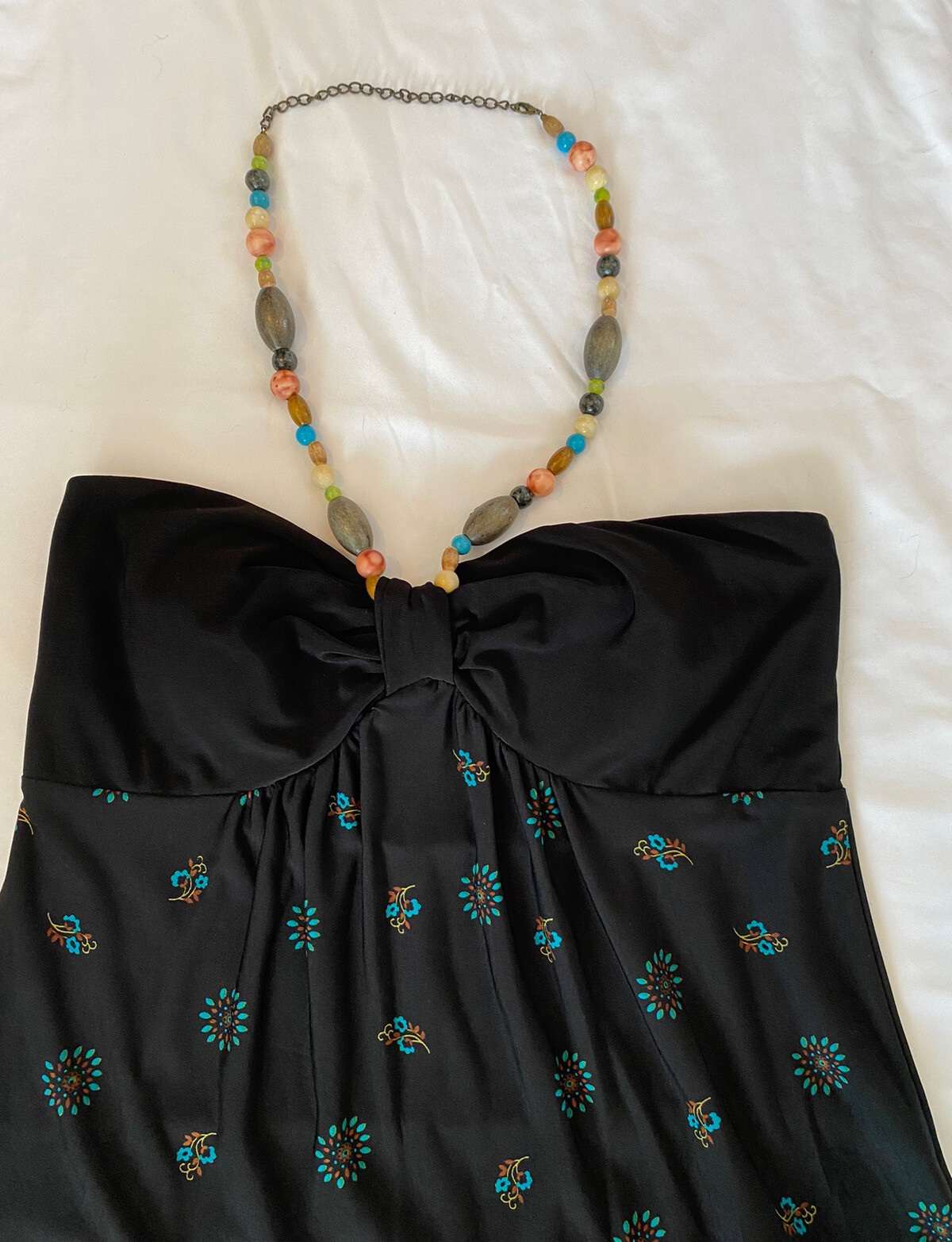 MSK Black Multicolor Floral Print Maxi Dress Sleeveless Size Medium