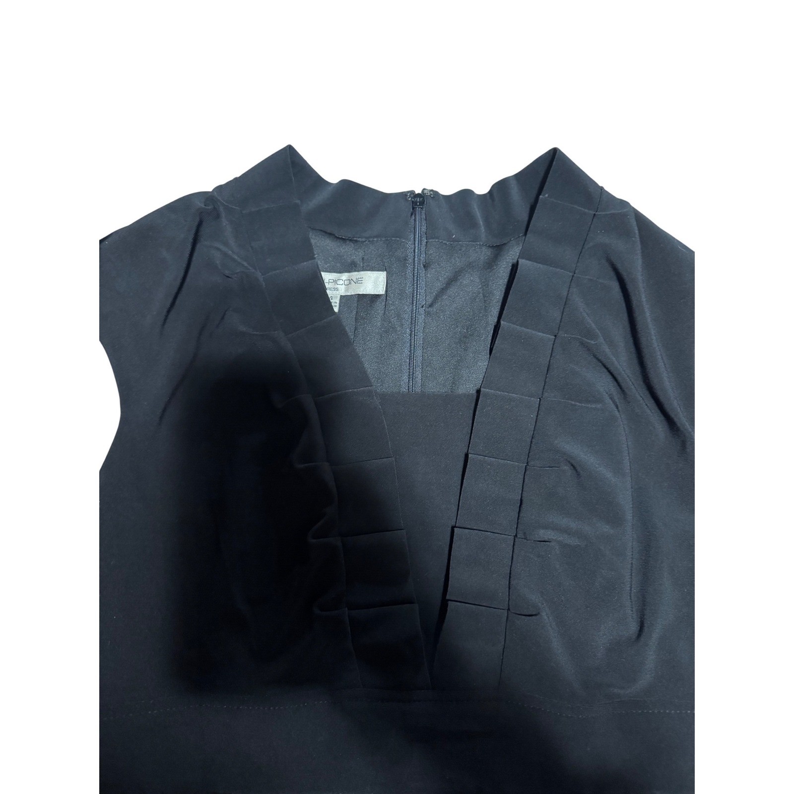 Evan-Picone Black Knee Length A-Line Pleated Stretchy Cap Sleeve Dress Size 4
