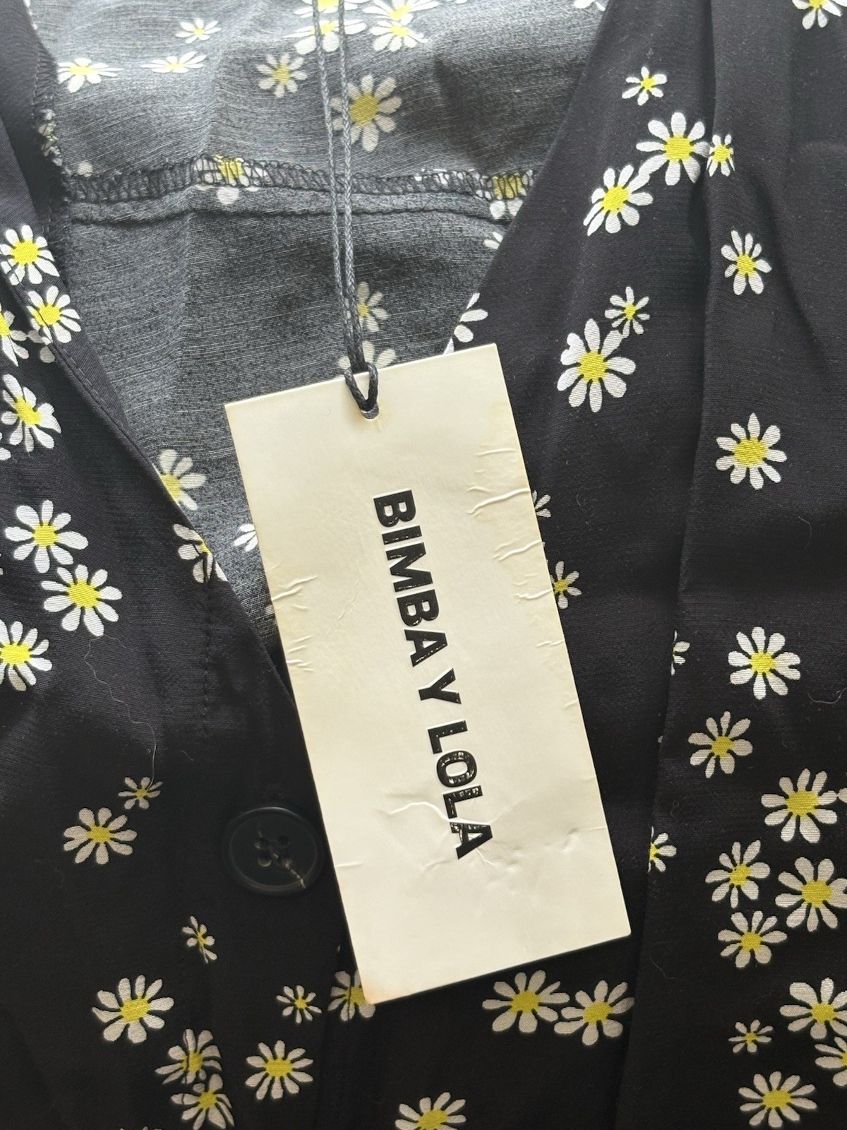 New BIMBA Y LOLA Black Daisy Print Midi Dress 90s vibes medium