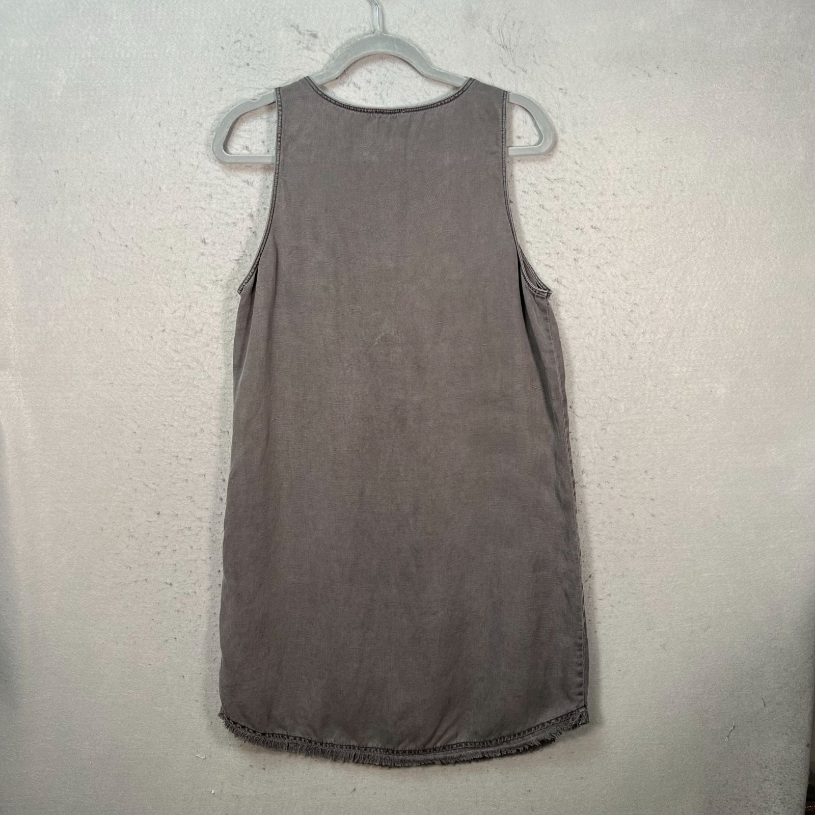 Splendid Womens Large Gray Sleeveless Tank Dress With Pockets & Button Front