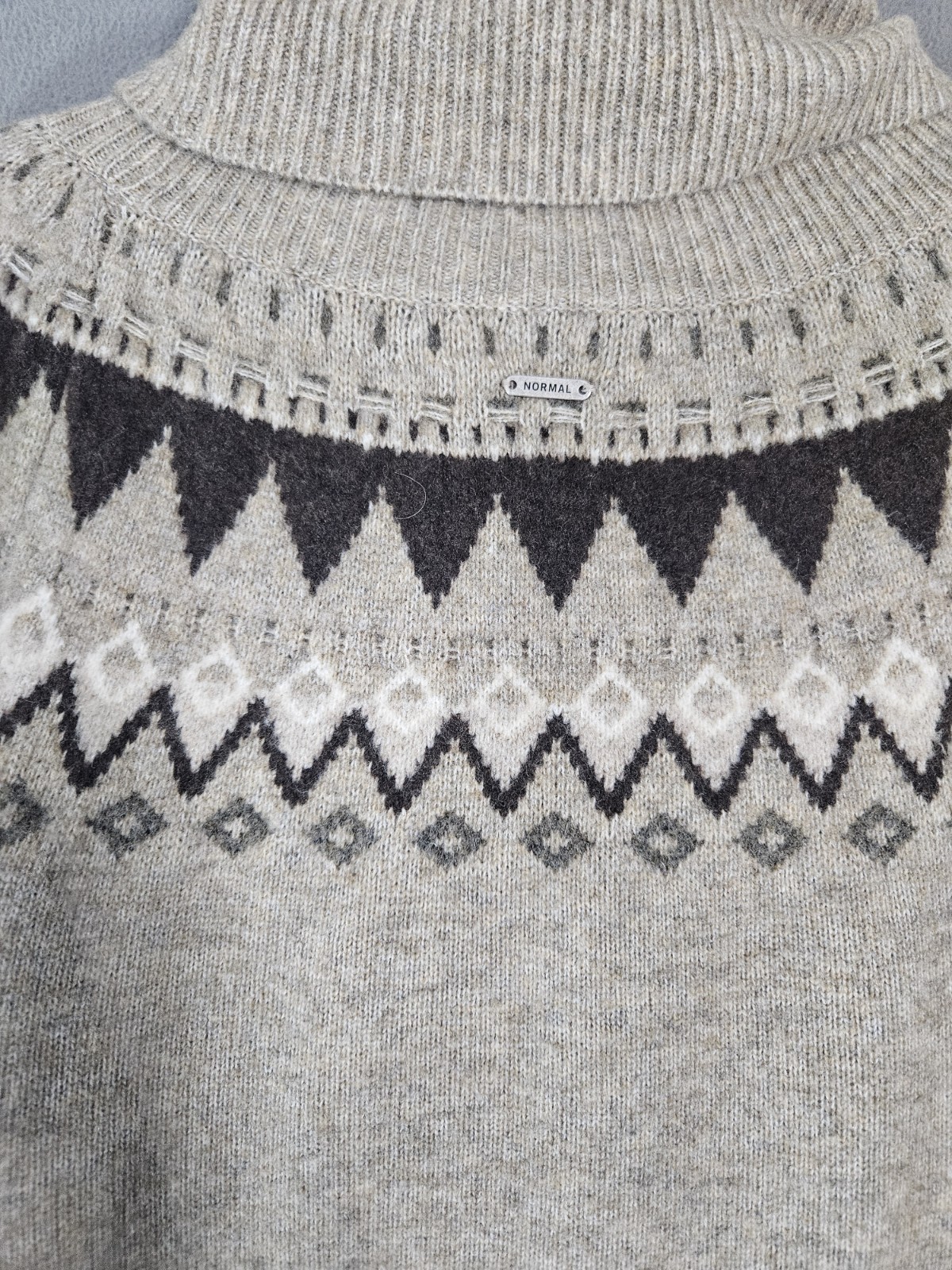 The Normal Brand Arvada Fair Isle Sweater Knit Dress Oatmeal Wool Blend Sz XS