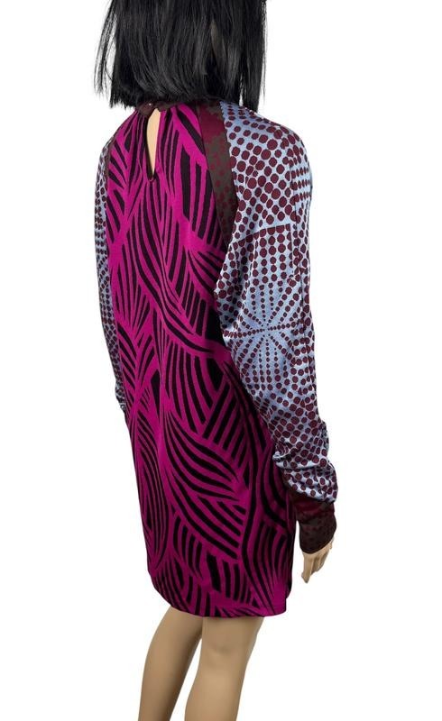 Custo Barcelona Printed Mini Dress Multicolor Long Sleeve Stretch Size 1 / S