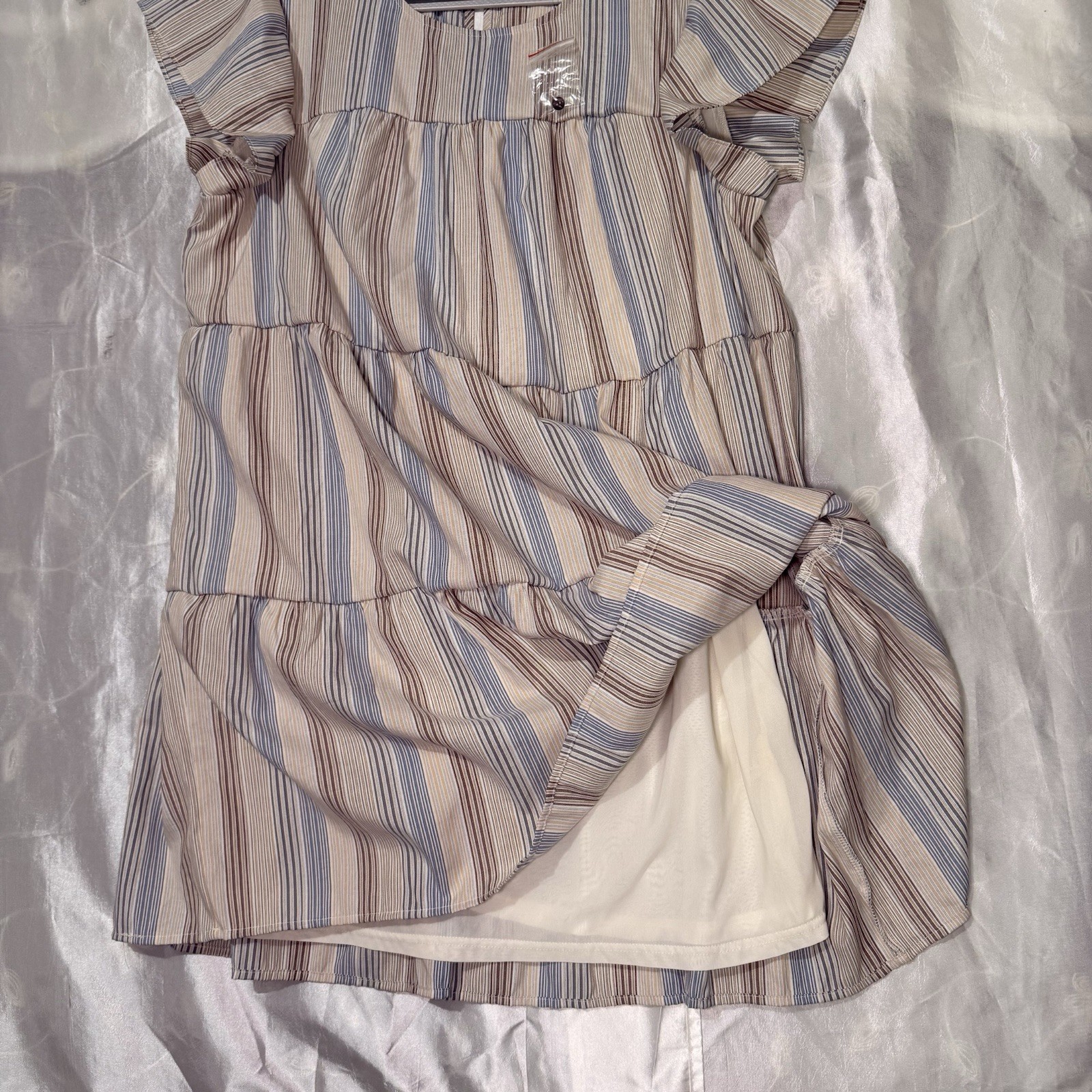 Perch By Blu Pepper Multicolor Striped Babydoll Dress Size XL Lined
