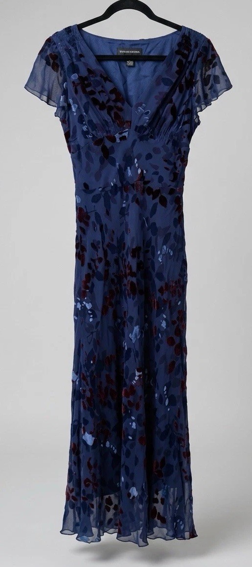 Jones New York Silk Blend V-Neck Midi High-Waisted Dress (Size 12)