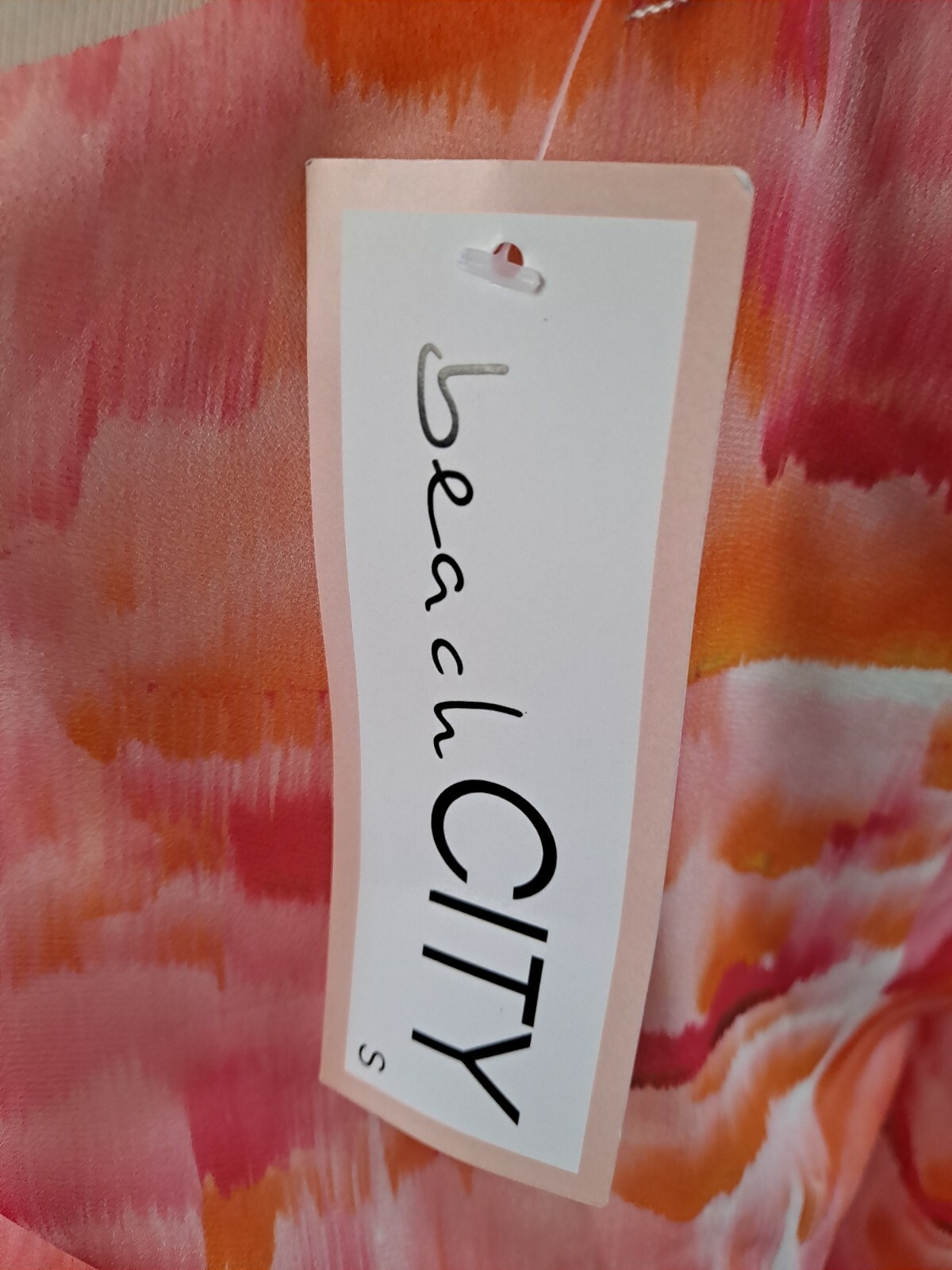 Beach City One Shoulder Pink Orange Dress Elasticated Runched Skirt Size S BNWT