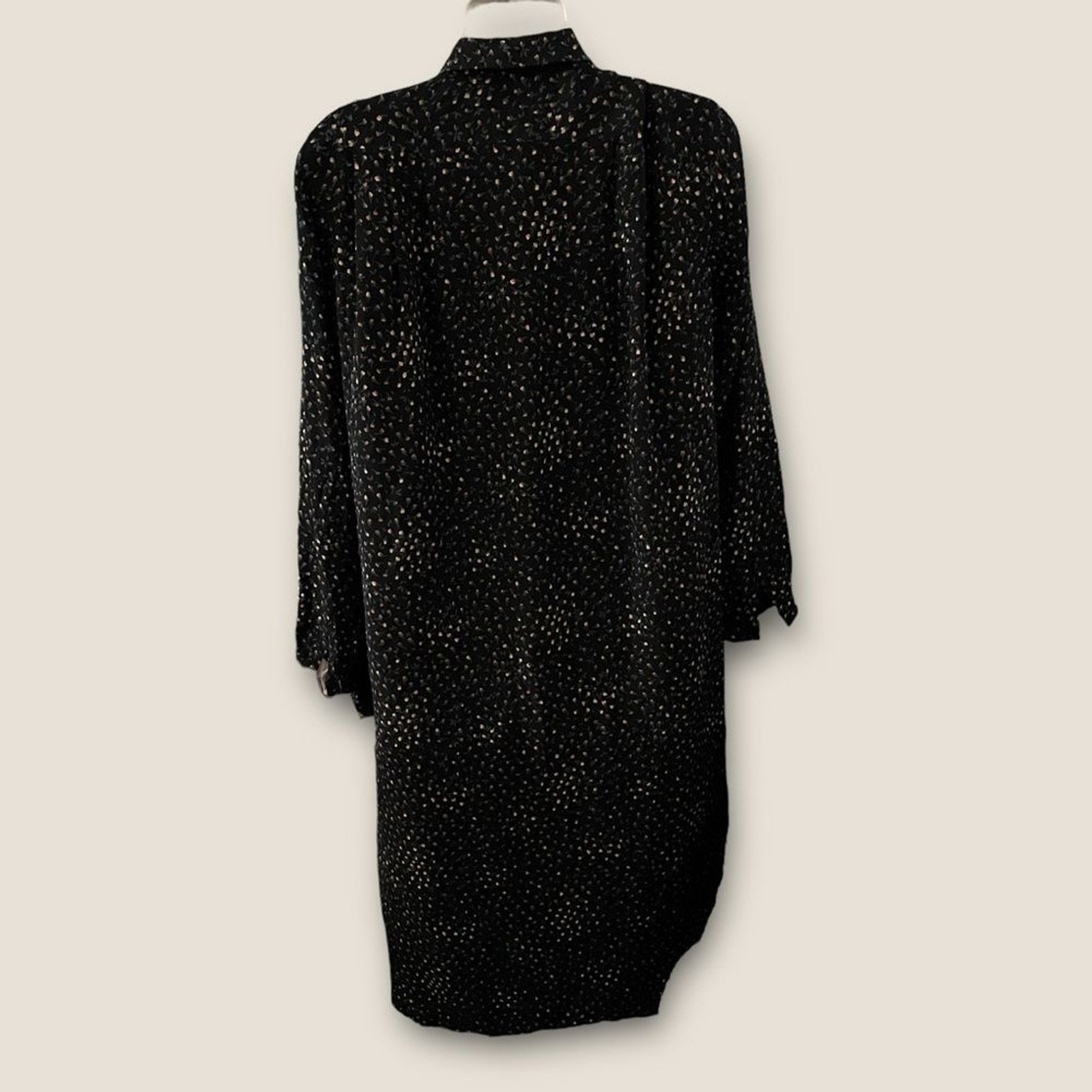Vintage 80s-90s Cacharel Flowy Oversized Boho Long Sleeve Floral Dress Black