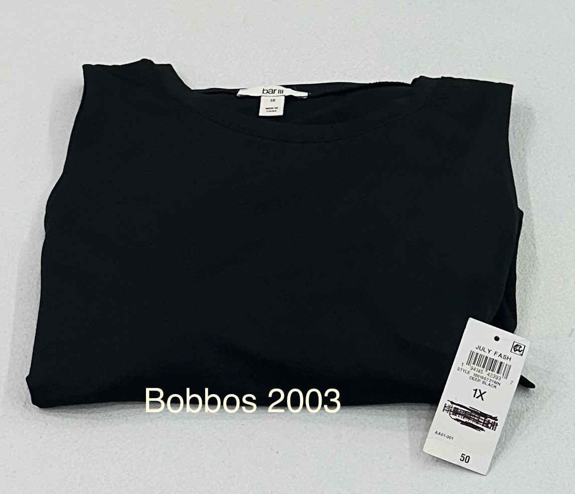 Bar III Women’s Round Neck Sleeveless Front Tie Dress, Deep Black, Size 1X