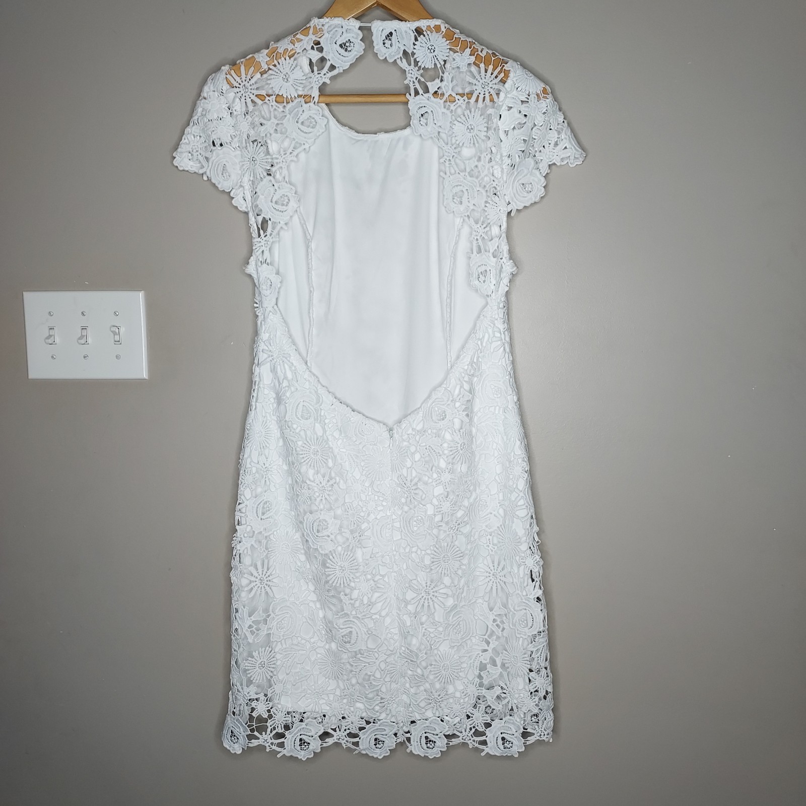 Lulus Romance Language White Lace Backless Mini Dress Xl Bridal Shower Angelcore