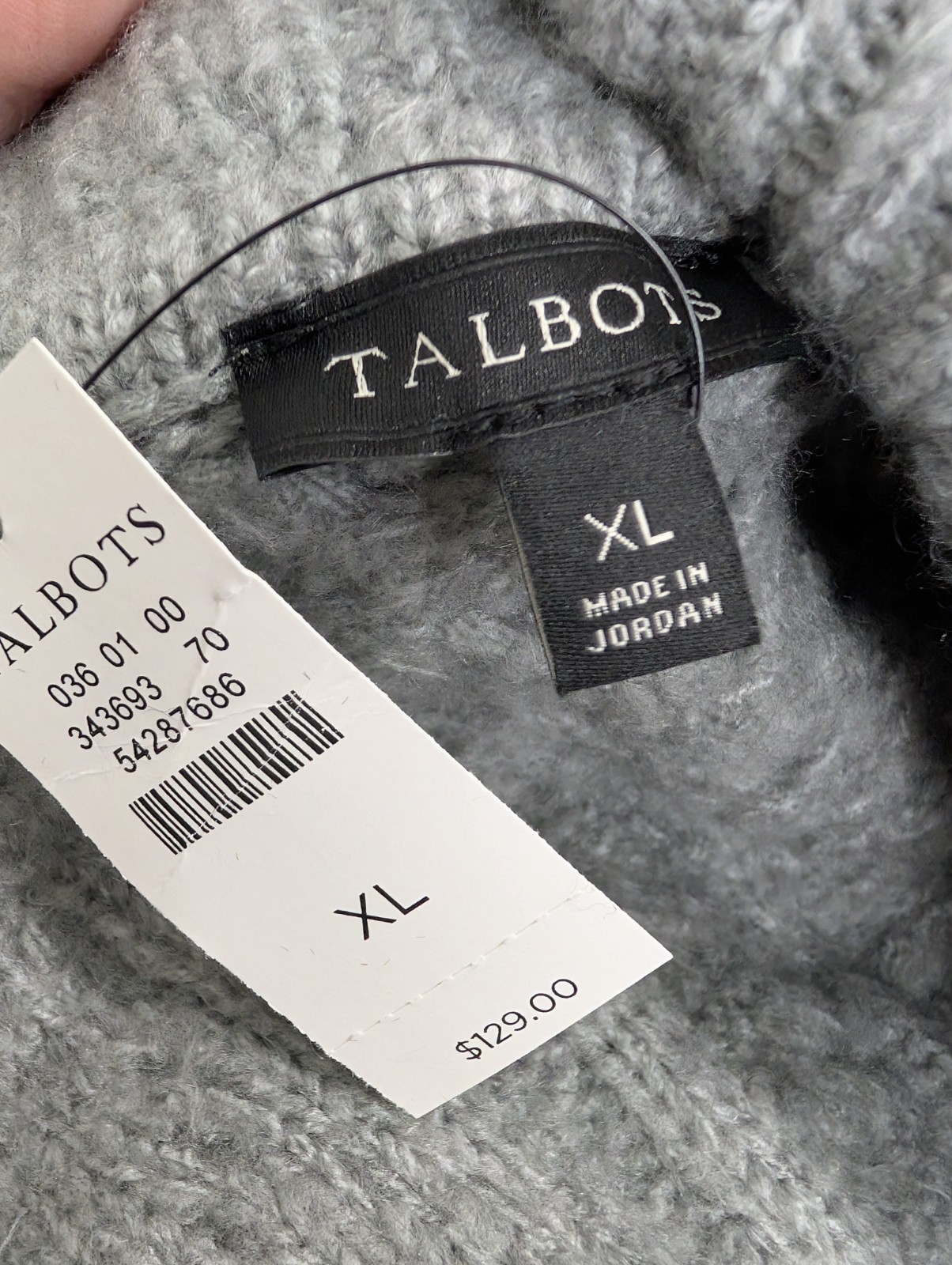 Talbots XL Cowl Neck Grey Chunky Cableknit Fisherman Sweater Knee Length Dress