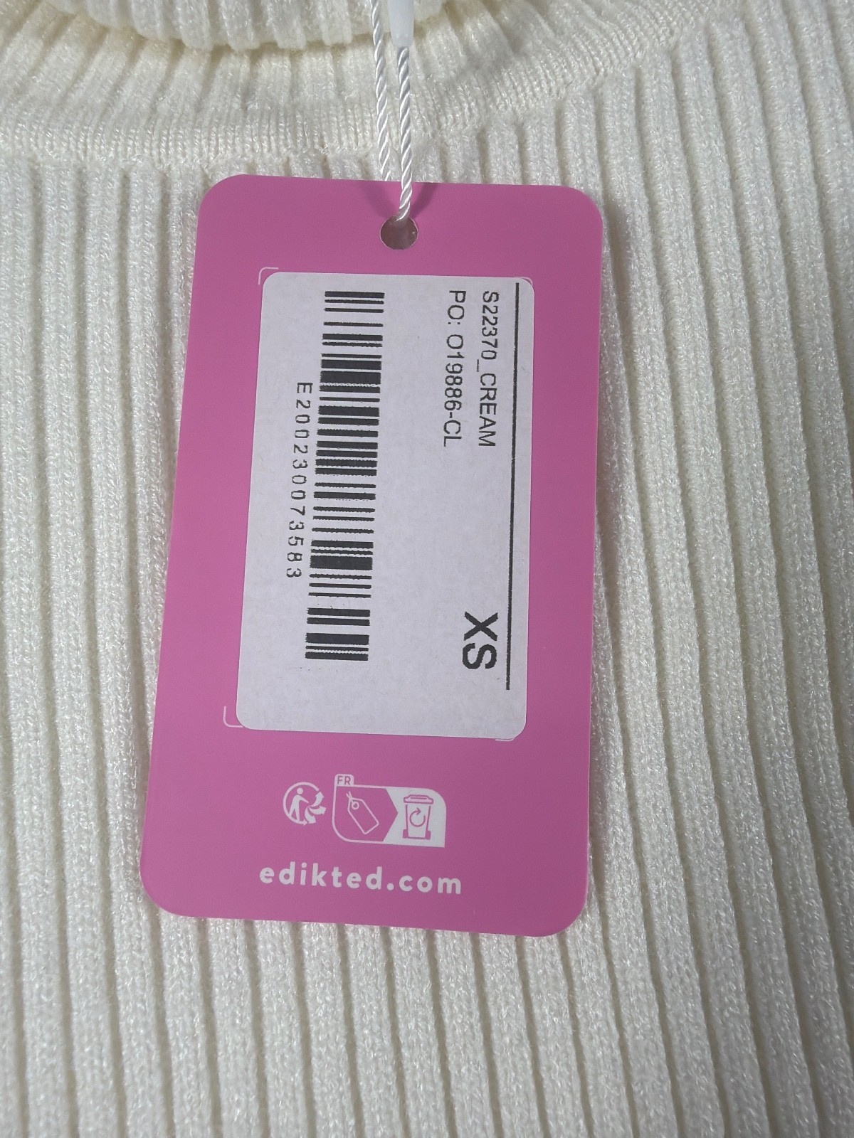 Edikted Cream Ribbed Turtleneck Sweater Dress XS