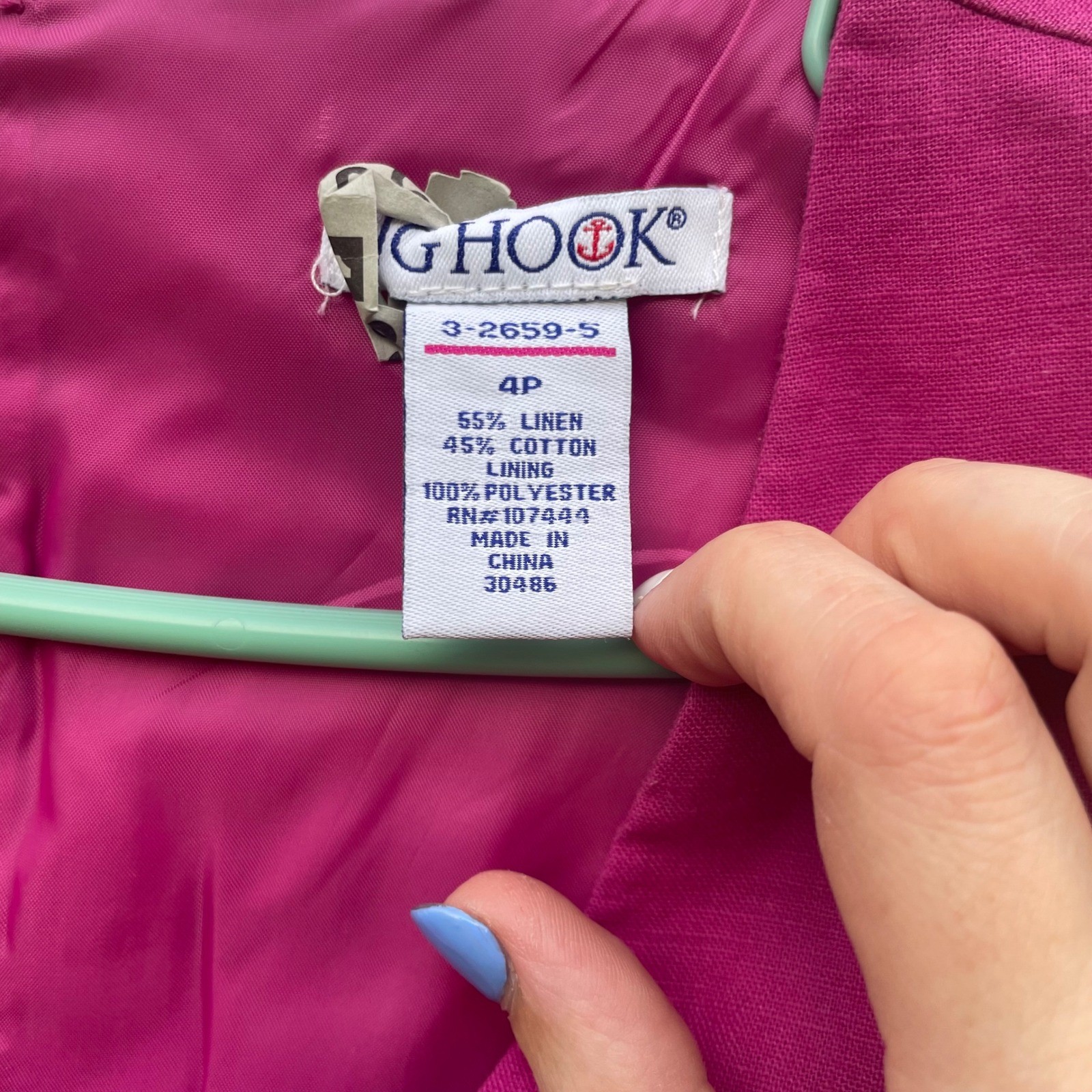 JG Hook Linen Blend Dress Sleeveless Casual Career sleeveless Fuchsia 4P summer