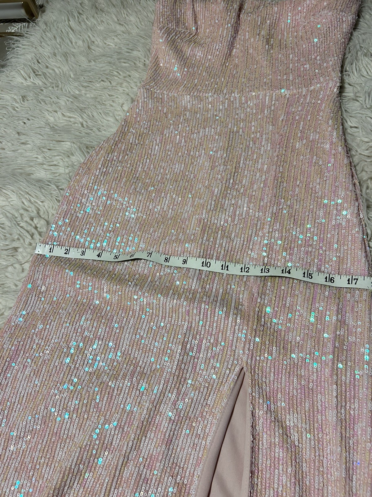 Aqua pink sequin one shoulder slit formal Size 8 NWT NEW $268