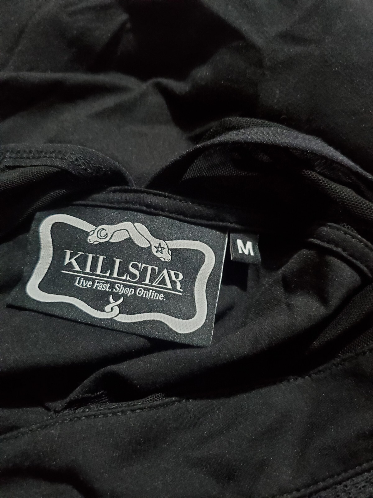 Killstar Black Sheer Short Sleeve Mini Goth Grunge Wednesday Punk Retro Sz M