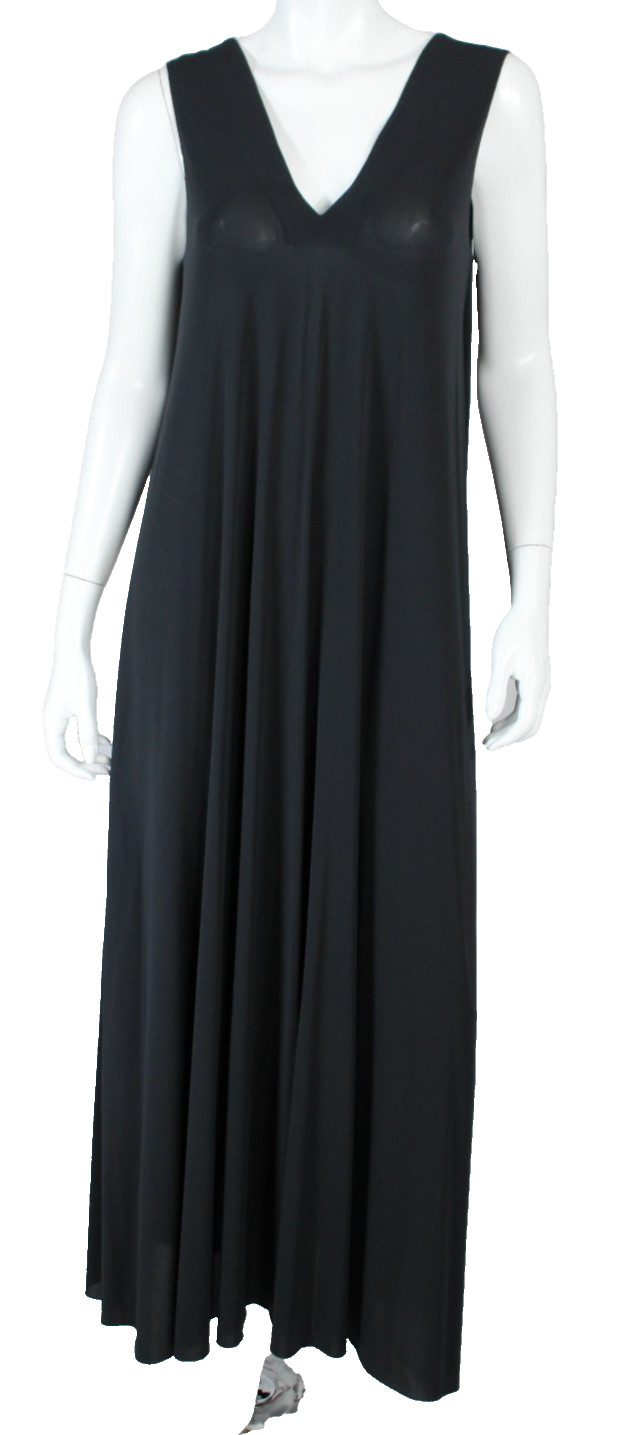 ERES Black Jersey Plunging V-Back Sleeveless A-Line Maxi Shift Dress M/L