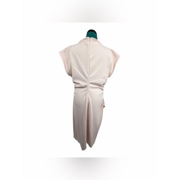 Nordstrom Blush Pink Ruched Mock Neck Midi Dress Asymmetrical XL