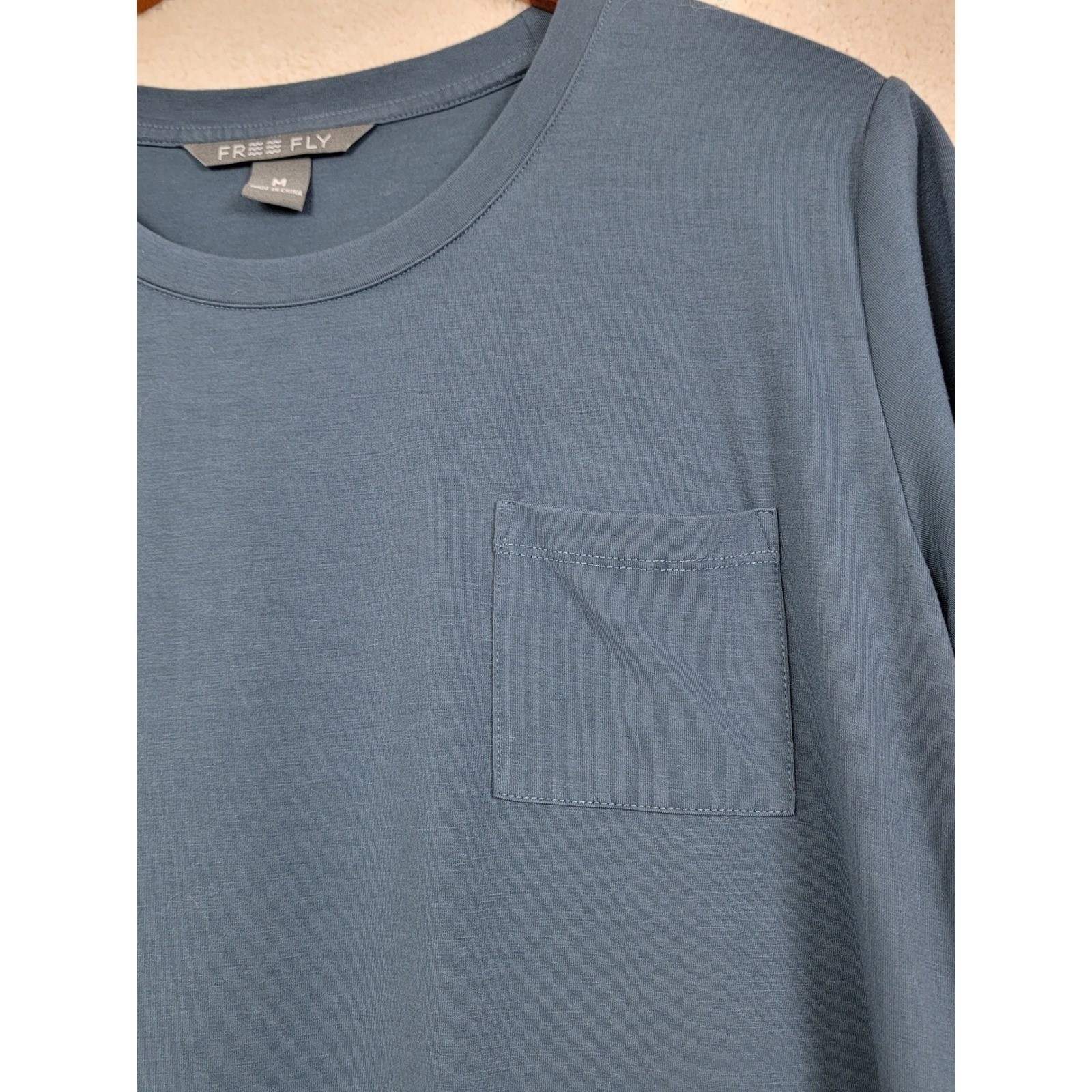 Free Fly Pocket Dress Womens Medium Blue Excellent Bamboo Viscose Short Sleeve