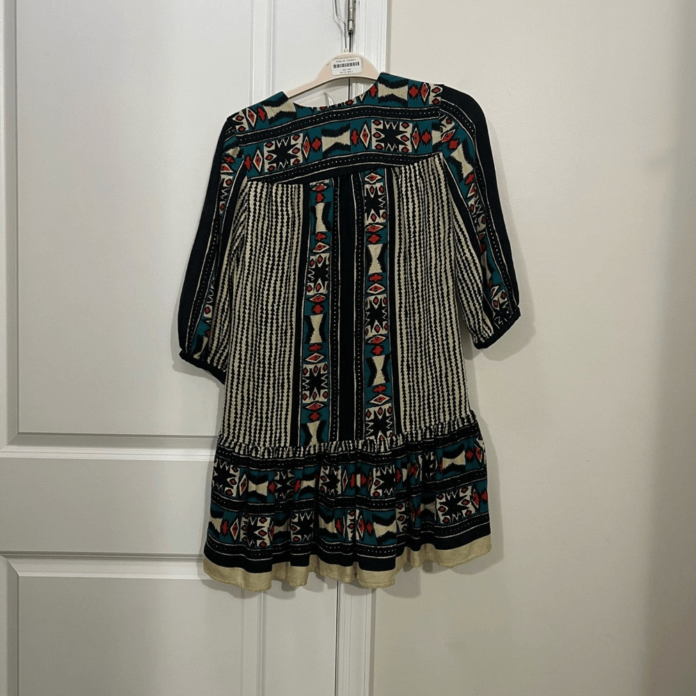 Free People Multicolor Bow and Arrow Boho Henley Dress Size XS $128
