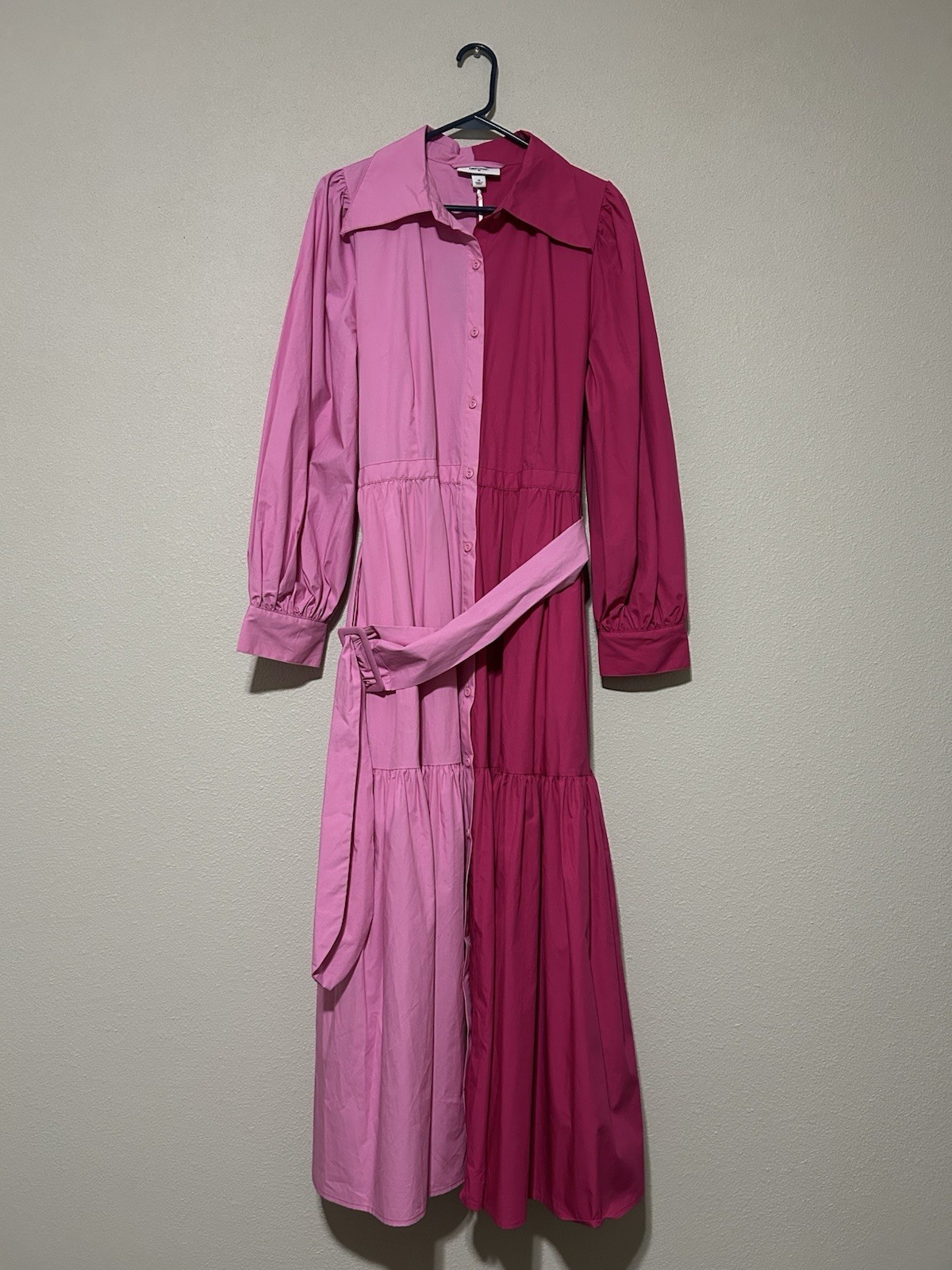 Christopher John Rogers x Target Long Sleeve Two-Tone Pink Shirtdress Size: 16
