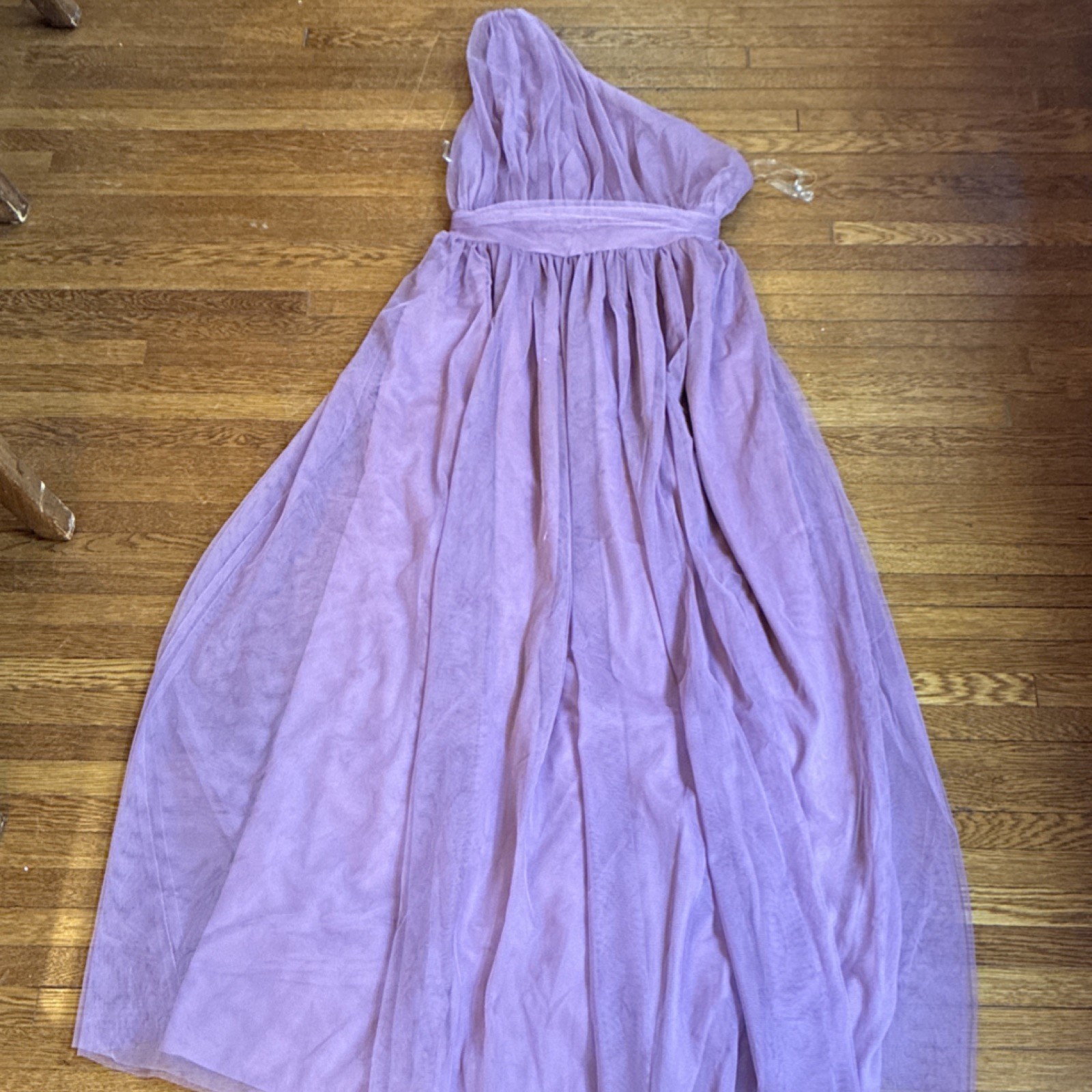 Charlotte Russe Purple One Shoulder Long Tulle A-Line Formal Dress XS