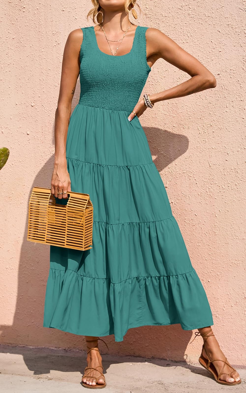 PRETTYGARDEN Sleeveless Flowy Spring Wedding Guest Dresses Women Long Small