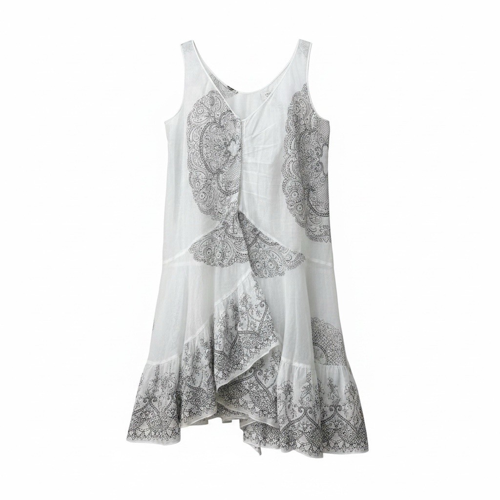 Miu Miu White Paisley Print Cotton Dress Size 40/L