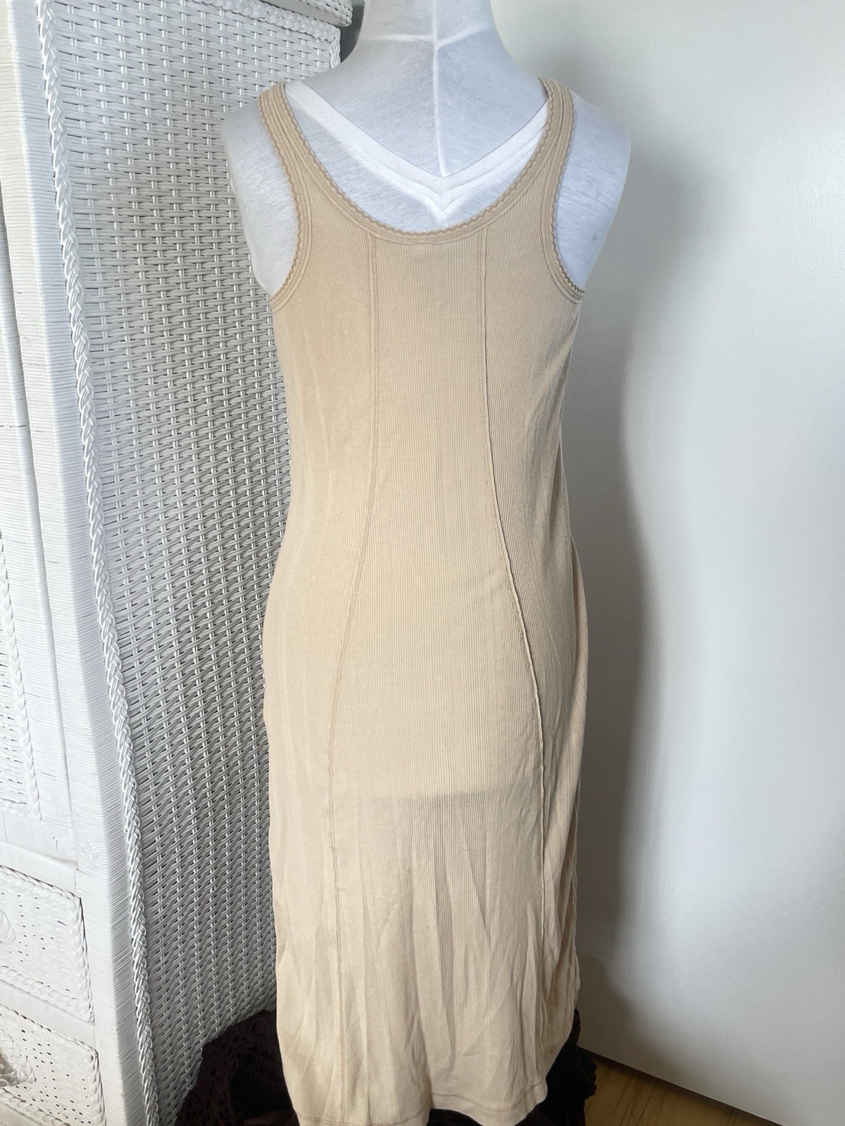 Urban Outfitters Ribbed Corset Midi Dress Hook & Eye Front 90s Grunge Sz S