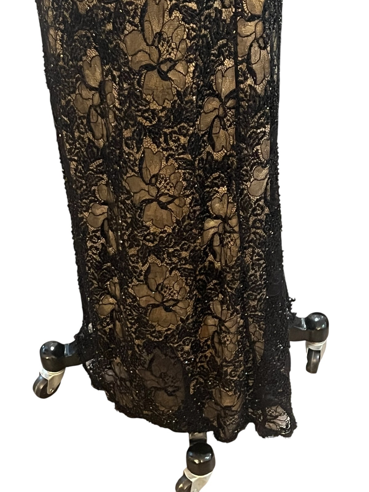 Vtg Black Tie Oleg Cassini NEIMAN MARCUS Black Evening Gown Beaded Silk Sz 10