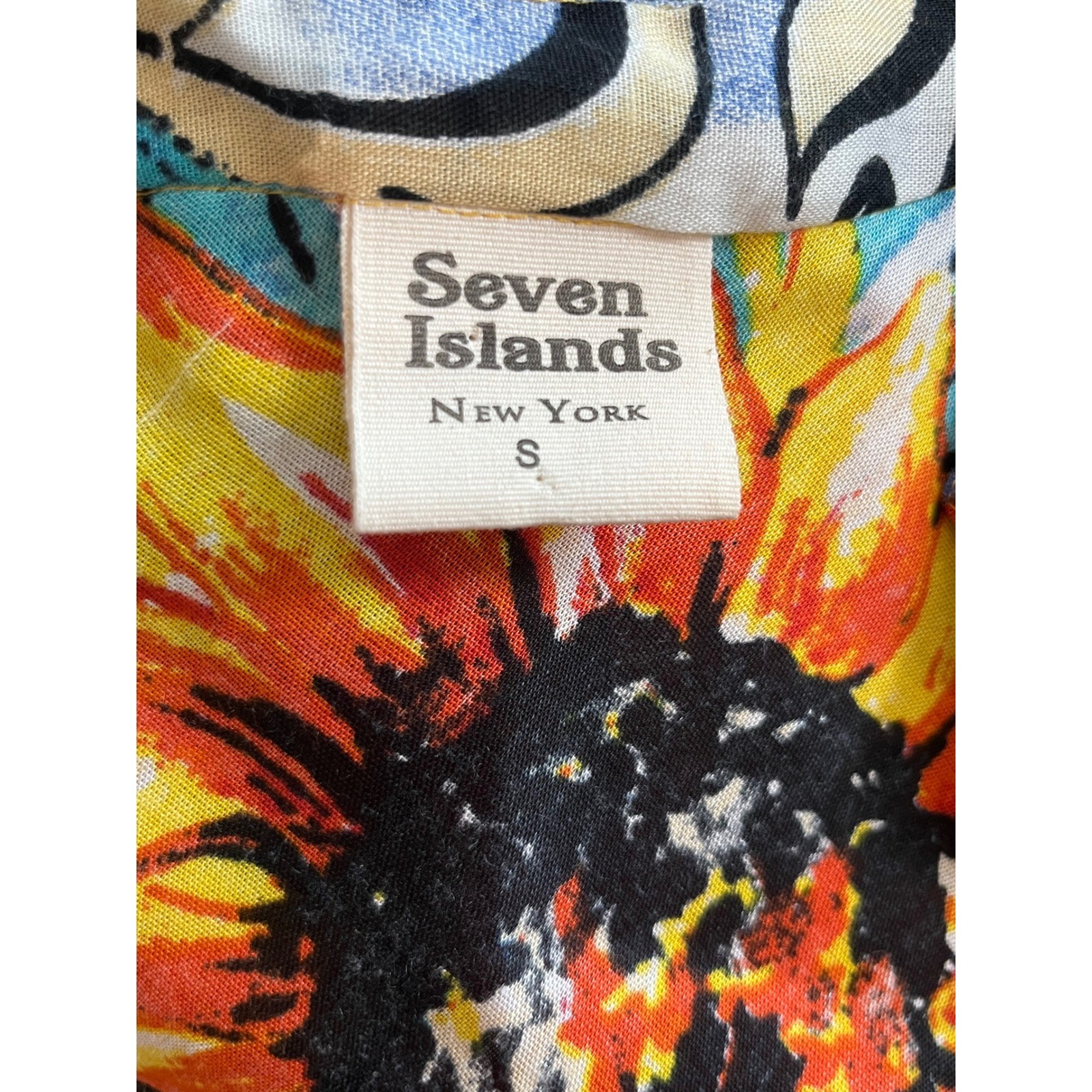 Seven Islands New York Sleeveless Floral Dress Colorful Bohemian Size Small