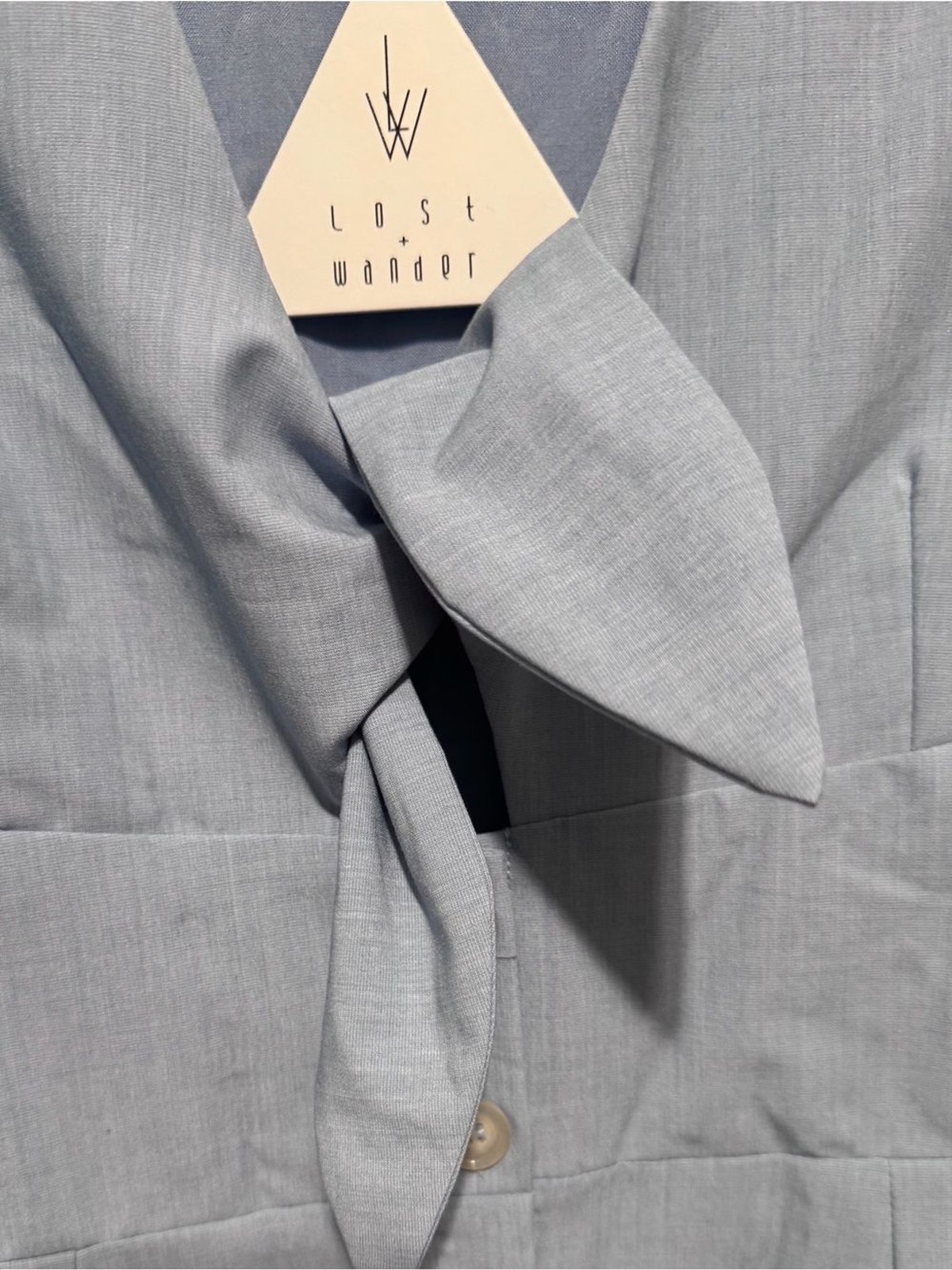 Lost + Wander Powder Blue Tie-Front Midi Dress Size M NWT