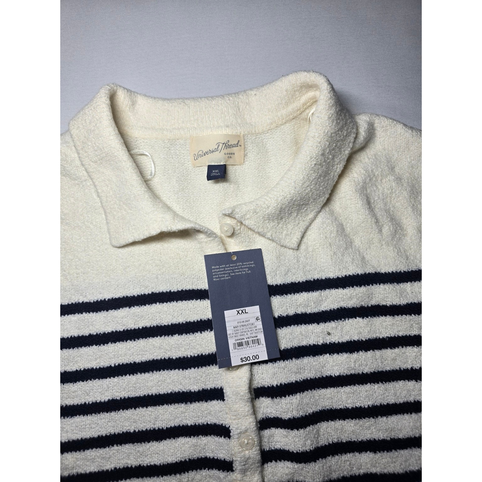 Universal Thread Navy Stripe Textured Knit Polo Sweater Dress
