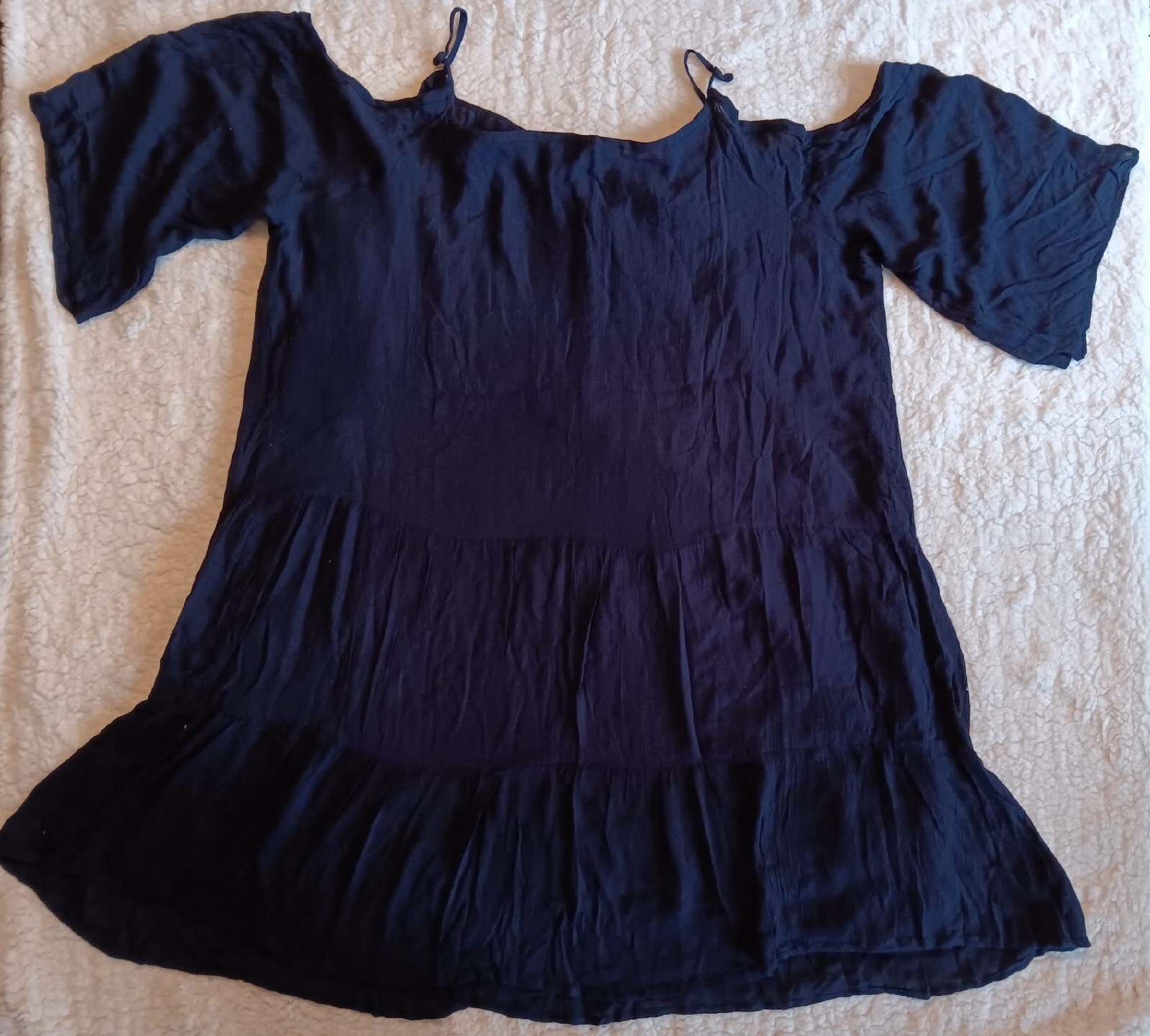 Miles Gabrielle Midi Dress Womens 1X Blue Spaghetti Strap Open Shoulders