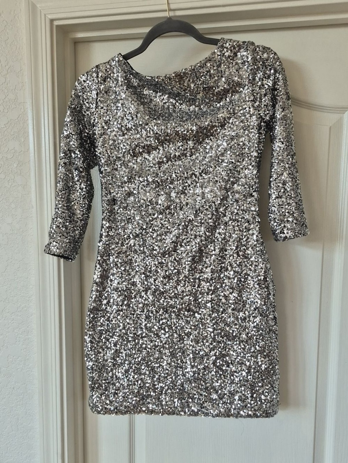 Glamour Silver Sequin Cocktail Dress