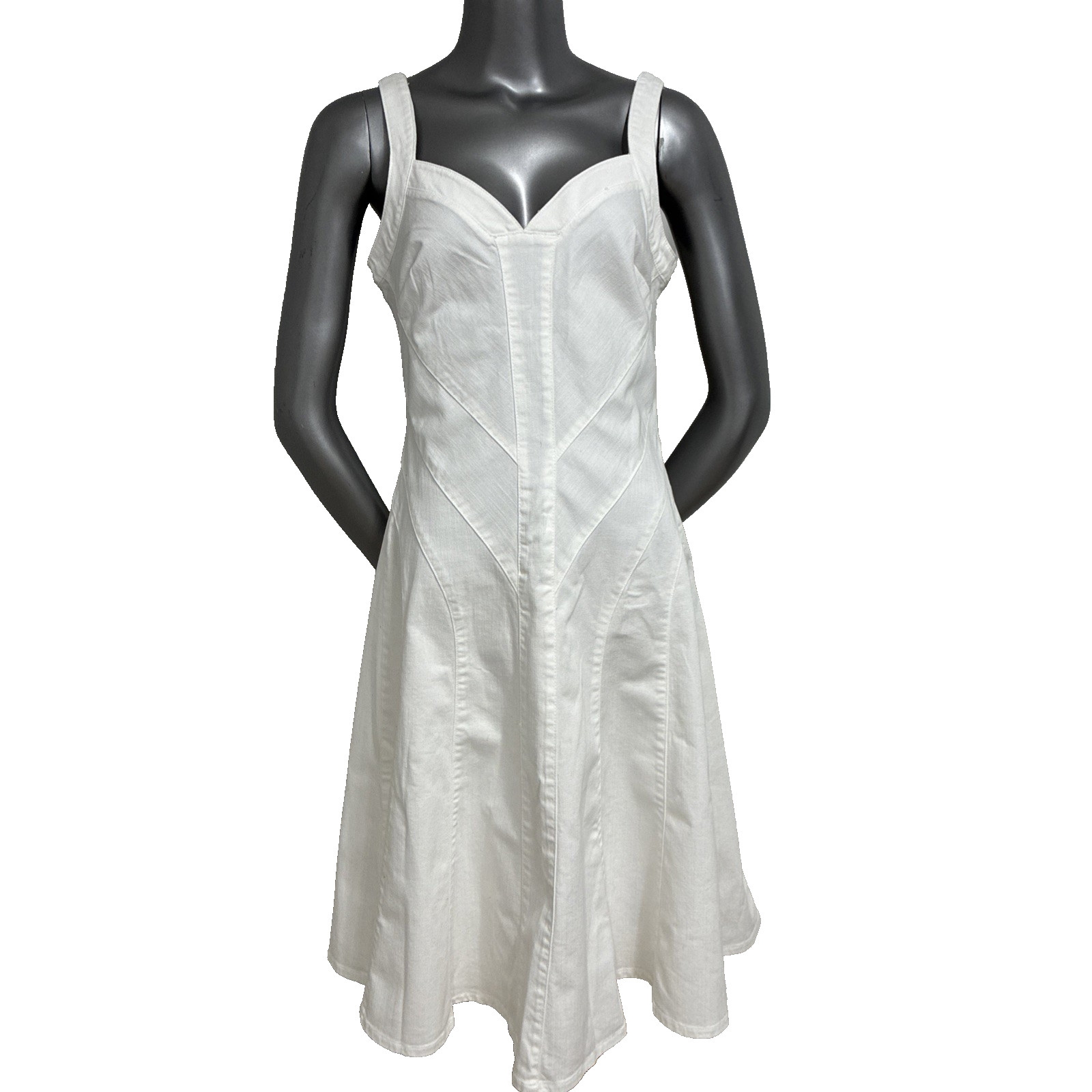 New Lauren Ralph Lauren Womens White Denim Dress Sz 4 Classic Cotton Sleeveless