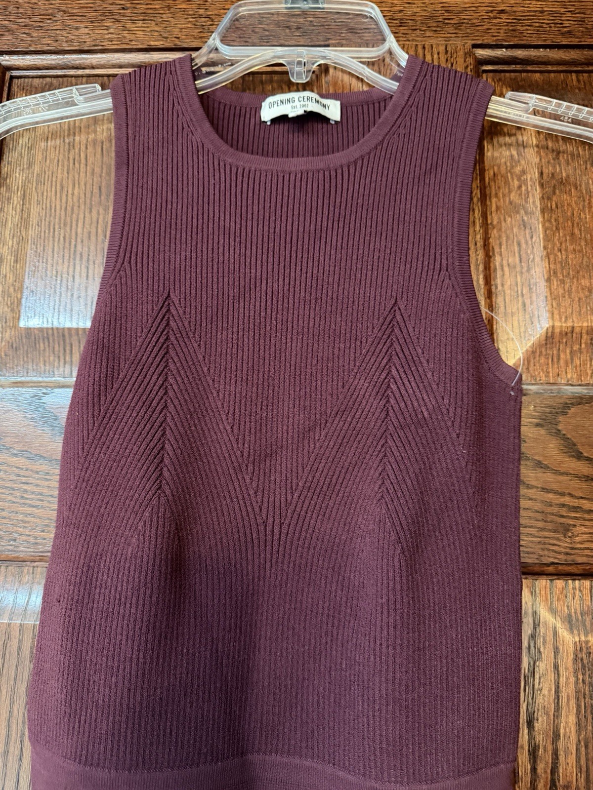 Opening Ceremony Sleeveless Ribbed Knit Mini Dress Plum Purple Size XS NWOT